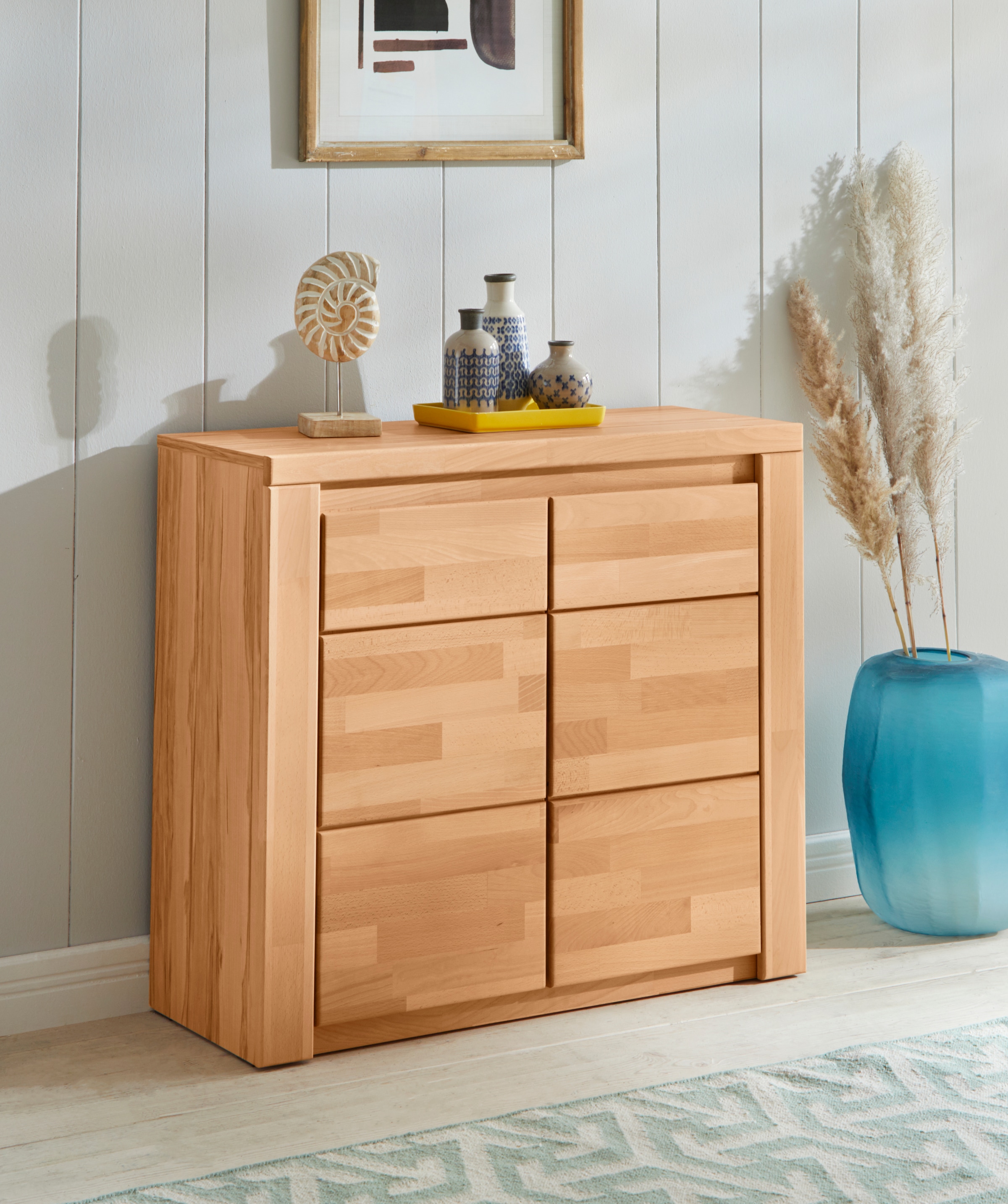 OTTO home Kommode "Burano,90cm breit,35 cm tief, Fronten Massivholz" Holz m günstig online kaufen