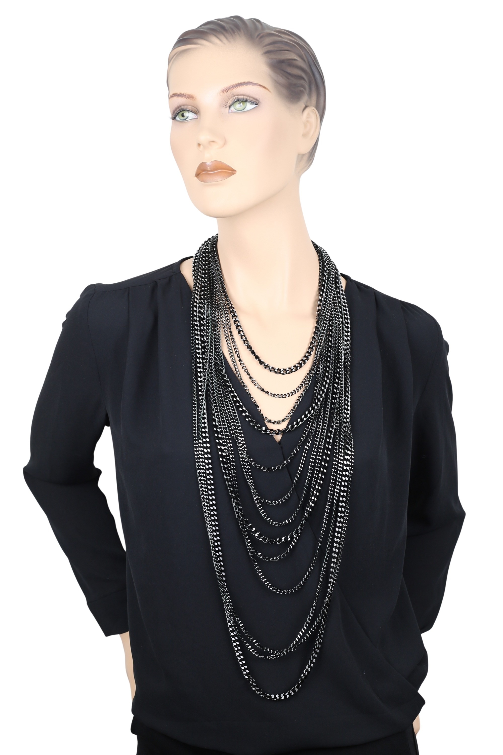 COLLEZIONE ALESSANDRO Lange Kette "Noir Allure", mehrreihige Gliederkette günstig online kaufen
