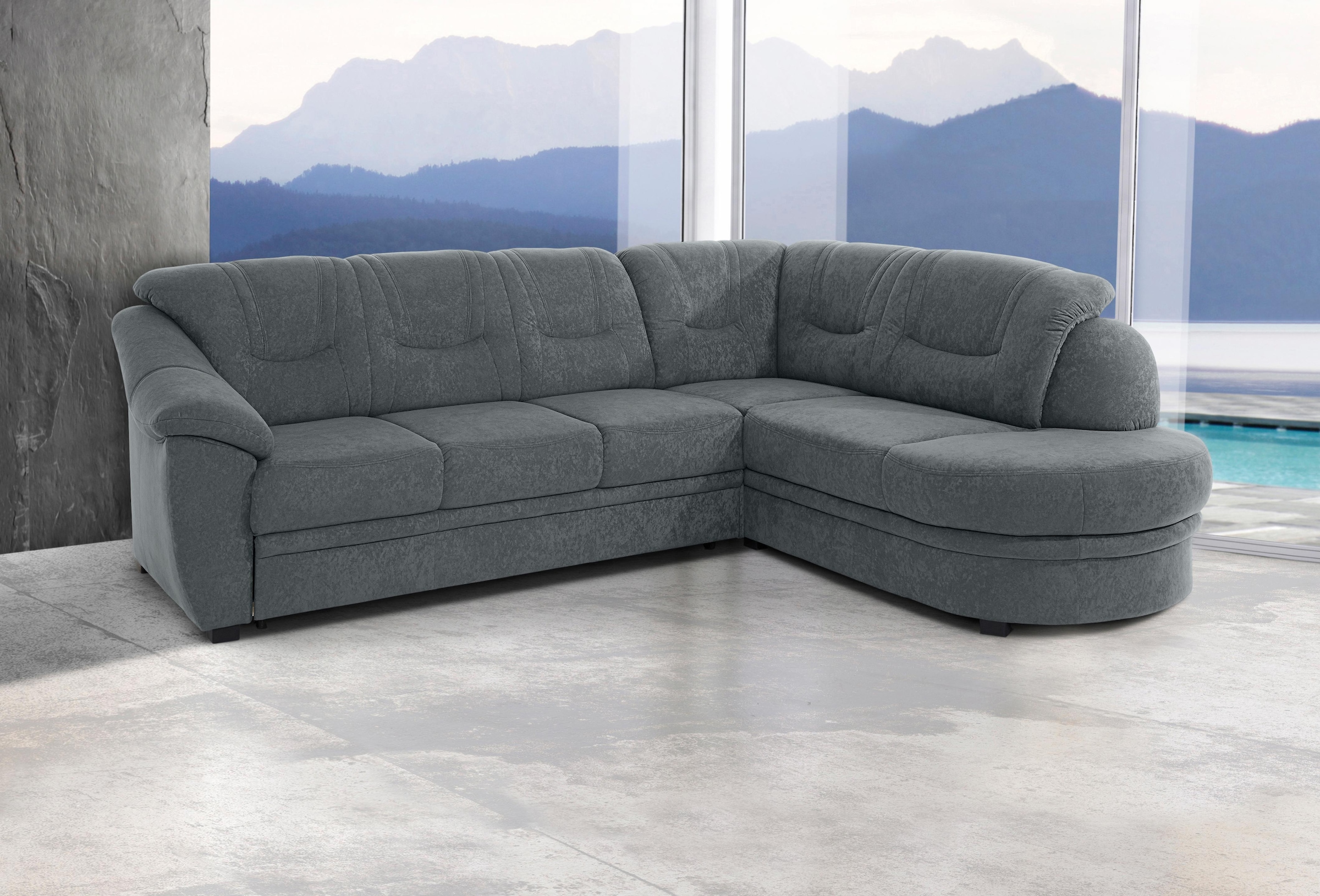 sit&more Ecksofa "Savona L-Form, B: 267 cm, Couch mit Federkern, Komfortsitzhöhe 46 cm" optional mit Schlaffunktion