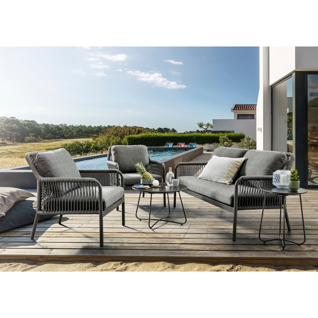 Destiny Gartenlounge-Set »GENUA«, (12 tlg.), 1 Sofa, 2 Sessel, 2 Tische ⌀ 60x40 u. ⌀ 40x50 cm