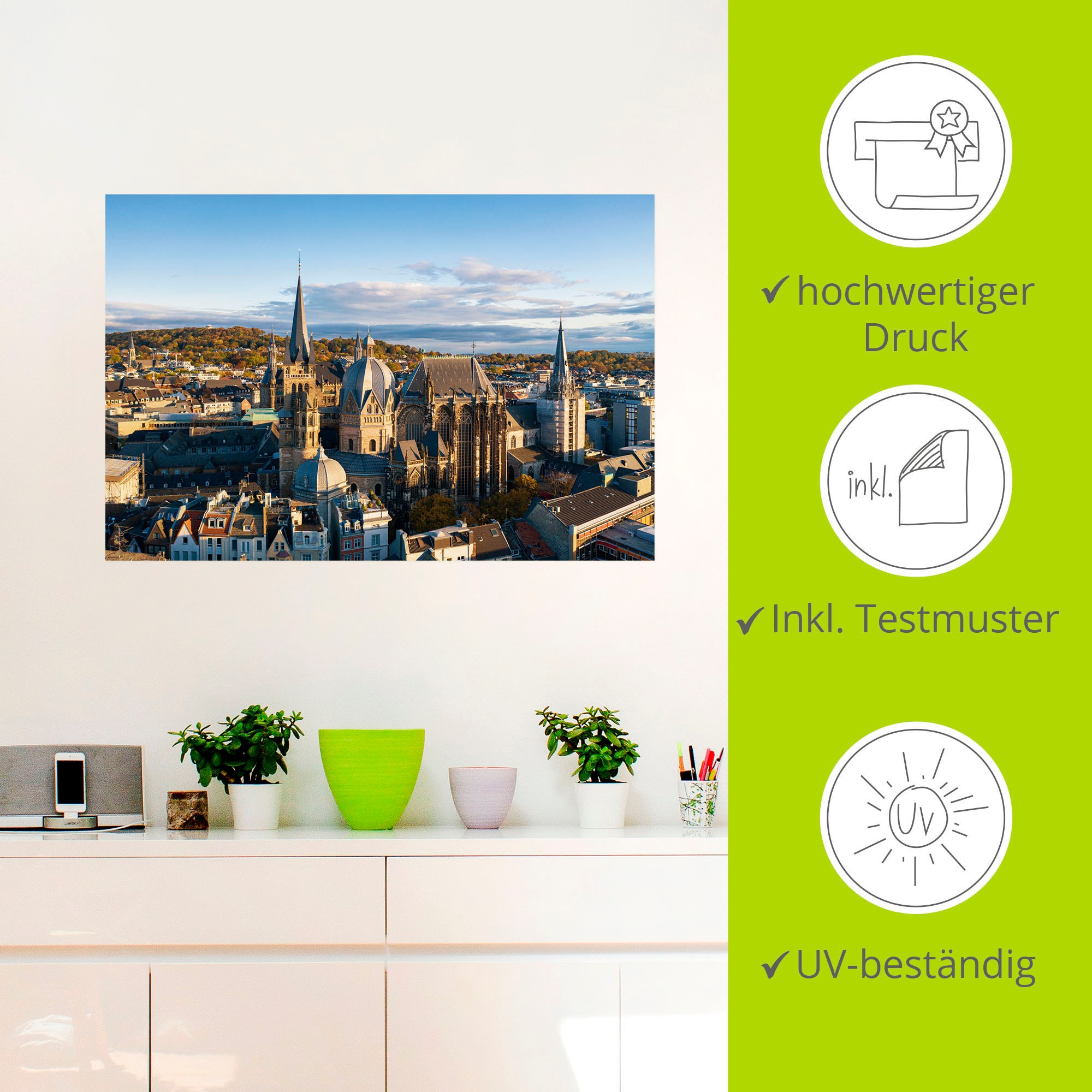 Artland Wandbild »Aachen Skyline«, Aachen, (1 St.), als Alubild, Leinwandbild, Wandaufkleber oder Poster in versch. Größen