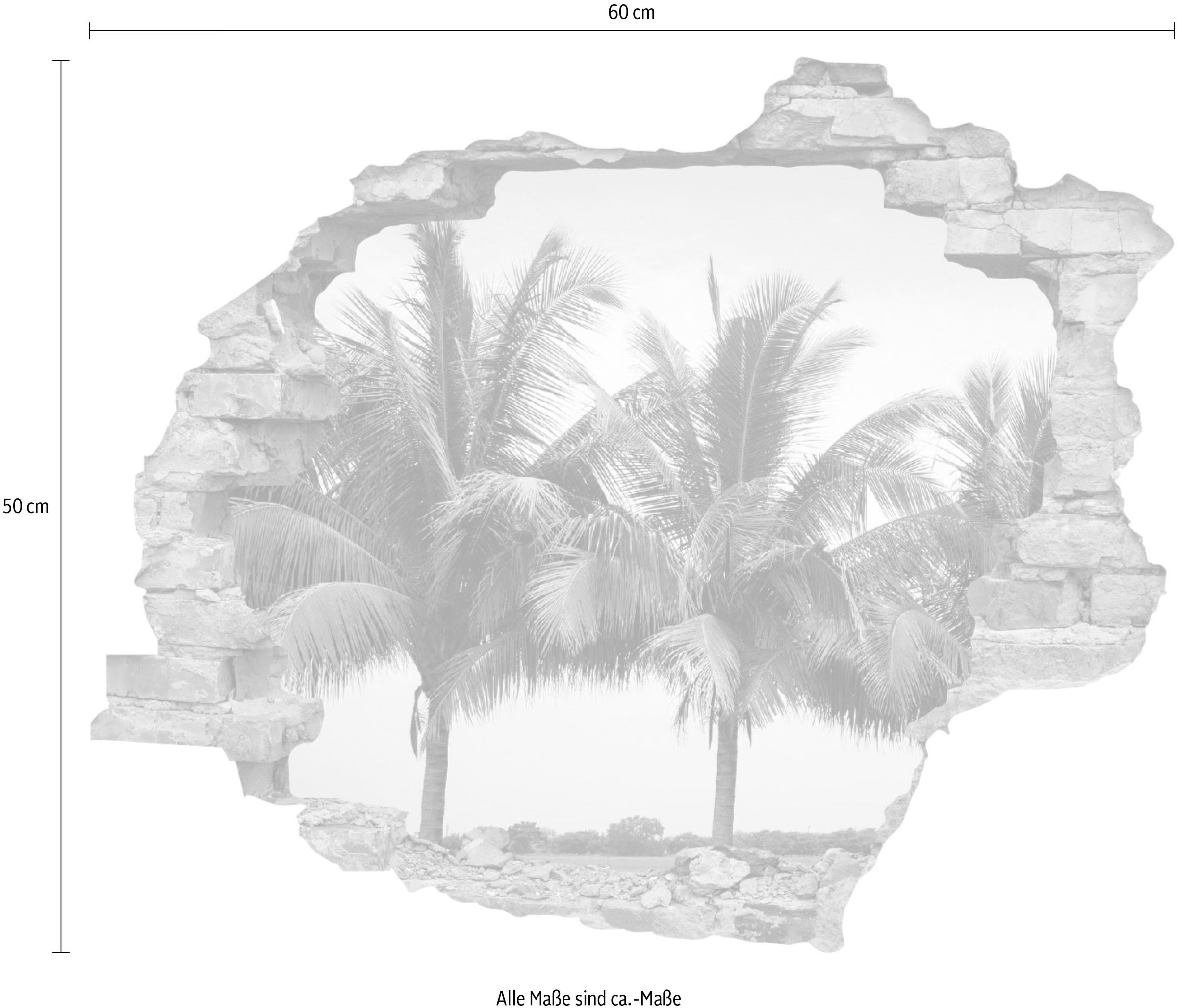queence Wandtattoo »Palmen«, (1 St.), Wandsticker, Wandbild, selbstklebend, 3D, Wanddurchbruch