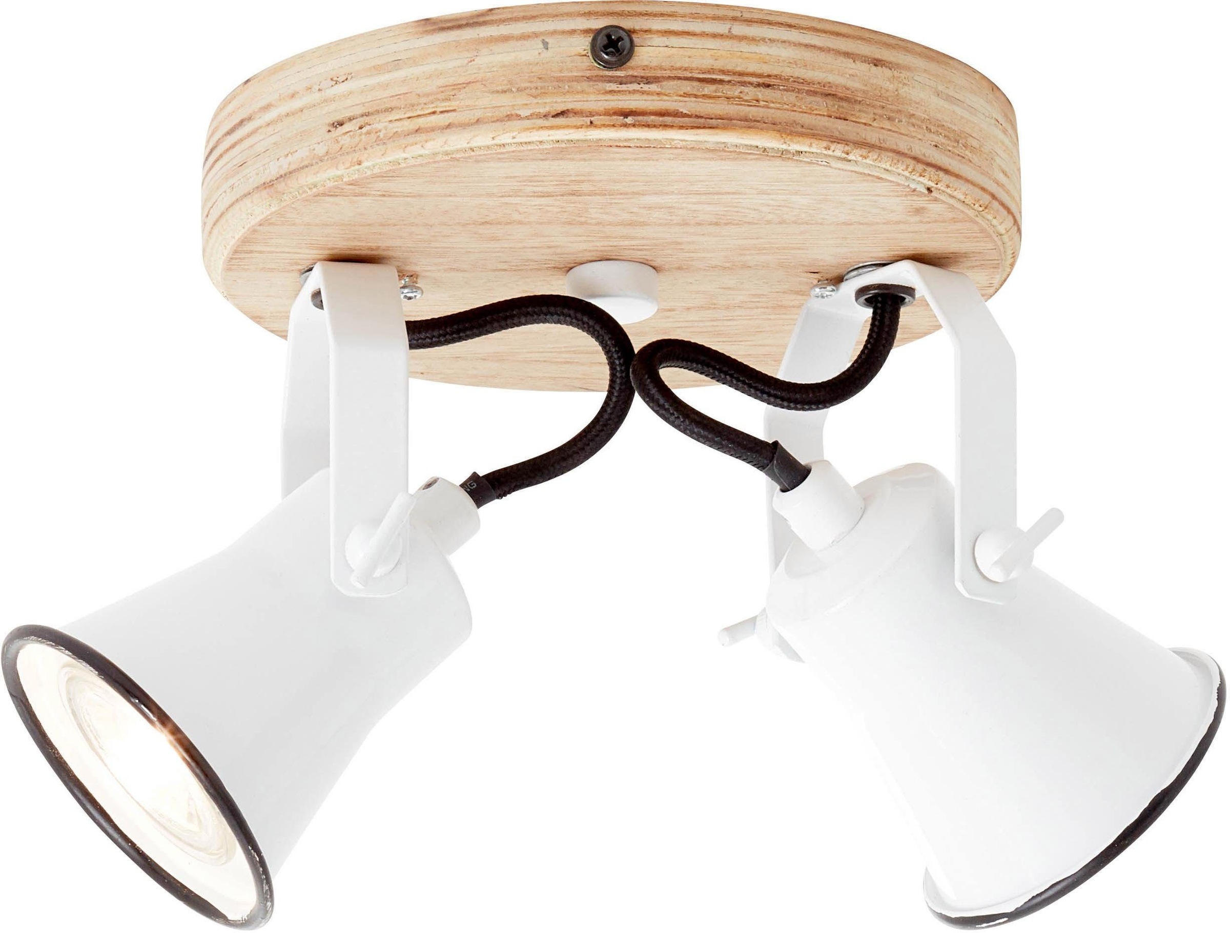 Brilliant Deckenspots »Seed«, 2 flammig, Leuchtmittel GU10 | ohne Leuchtmittel, 23 cm Ausladung, 2 x GU10, schwenkbar, Metall/Holz, weiß/holz hell