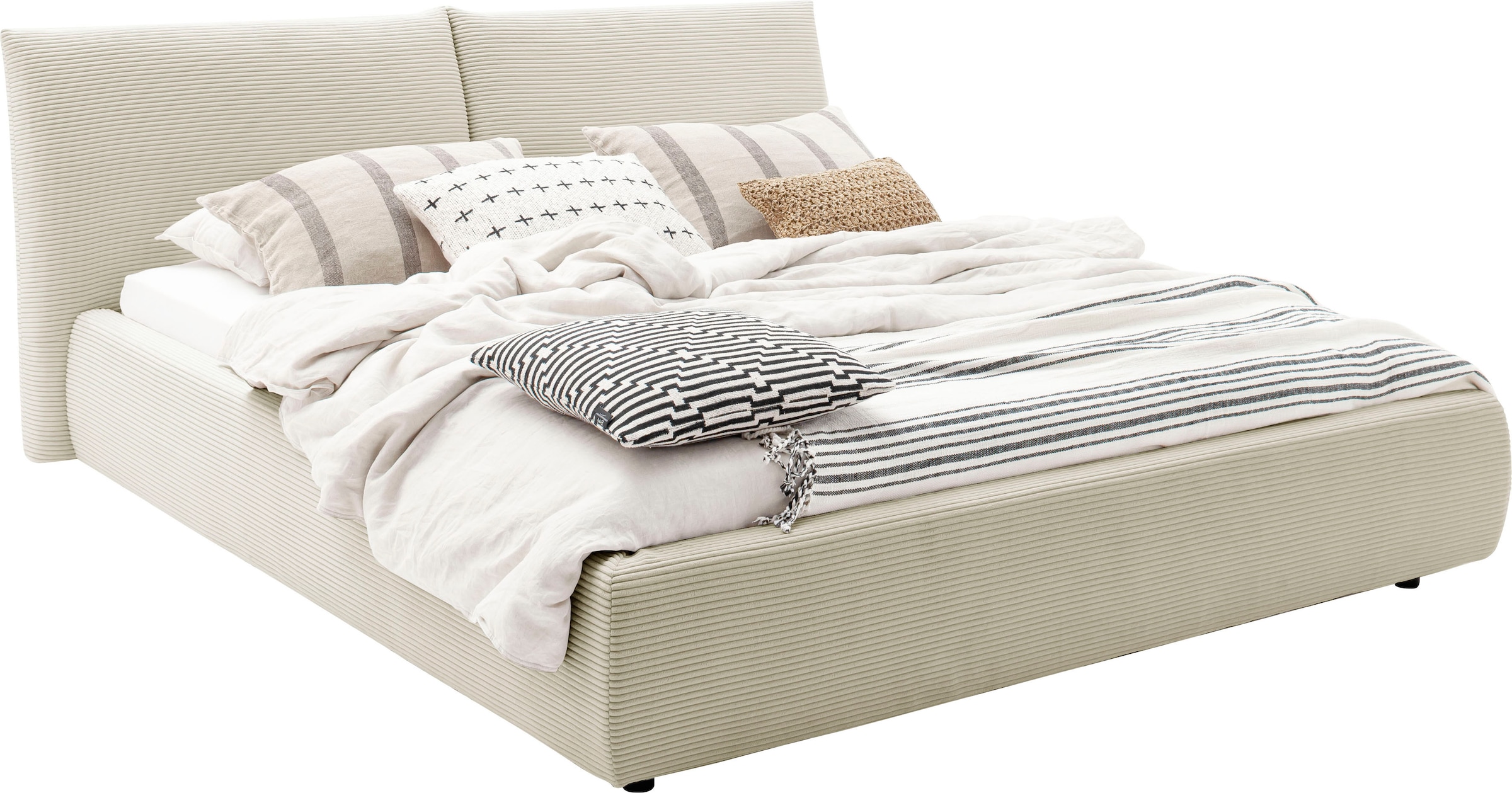 Polsterbett HOME AFFAIRE "Priora in 4 Breiten bis 200cm", beige (natur), B:232cm H:100cm L:250cm, 88% Polyester / 12% Polyacryl, Betten, Polsterbett, auch in NaturLEDER, Cord, belastbar bis 280kg, auch Überlänge 220 cm