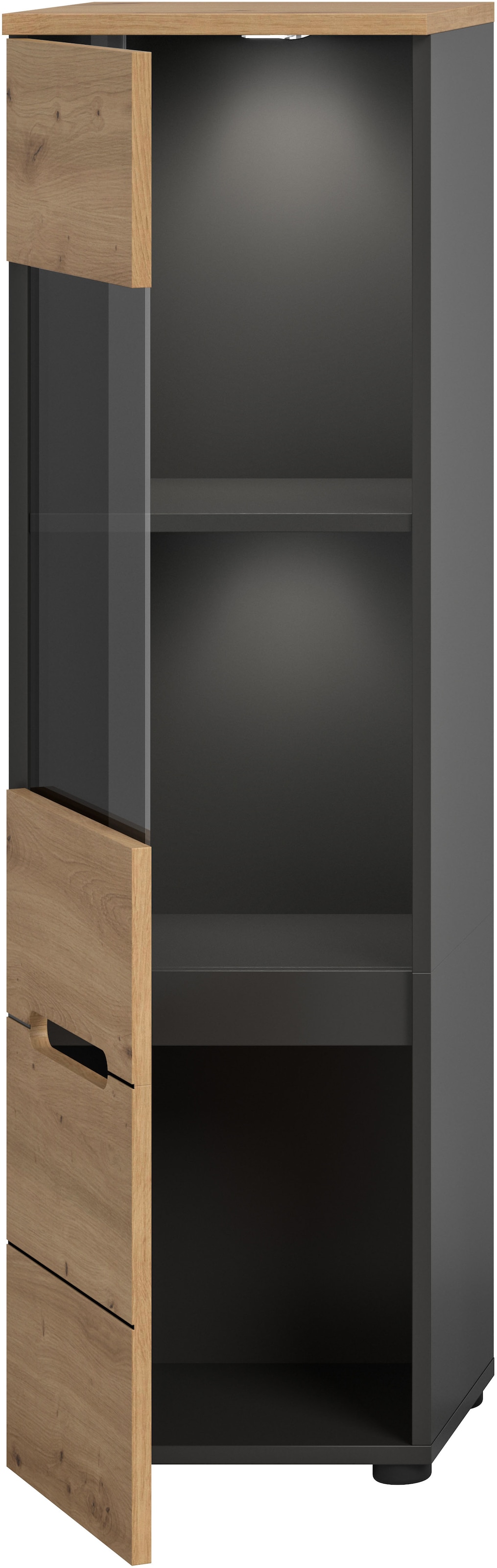 INOSIGN Vitrine »REHAT, TOPSELLER!, Höhe 125 cm, 1 Glastür, 1 Böden, 3 Fächer«, (1 St., stehend und hängend montierbar), Vitrinenschrank, Schrank, Glasvitrine, Wohnzimmervitrine