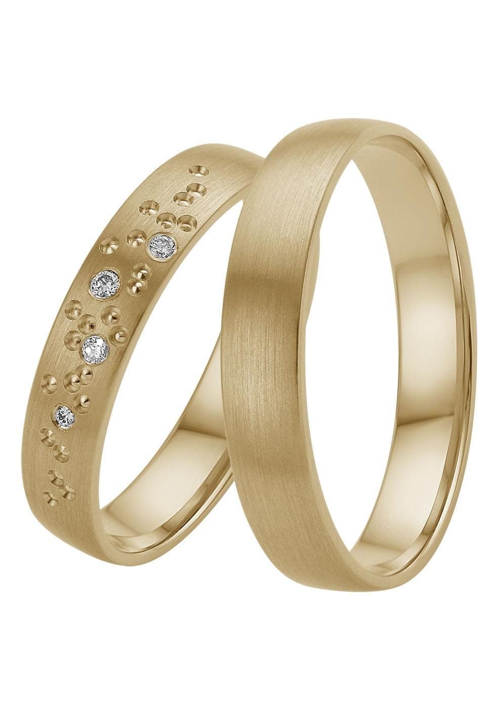 Firetti Trauring »Schmuck Geschenk Gold 375 Hochzeit Ehering "LIEBE" Sterne«, Made in Germany, wahlweise mit oder ohne Brillanten