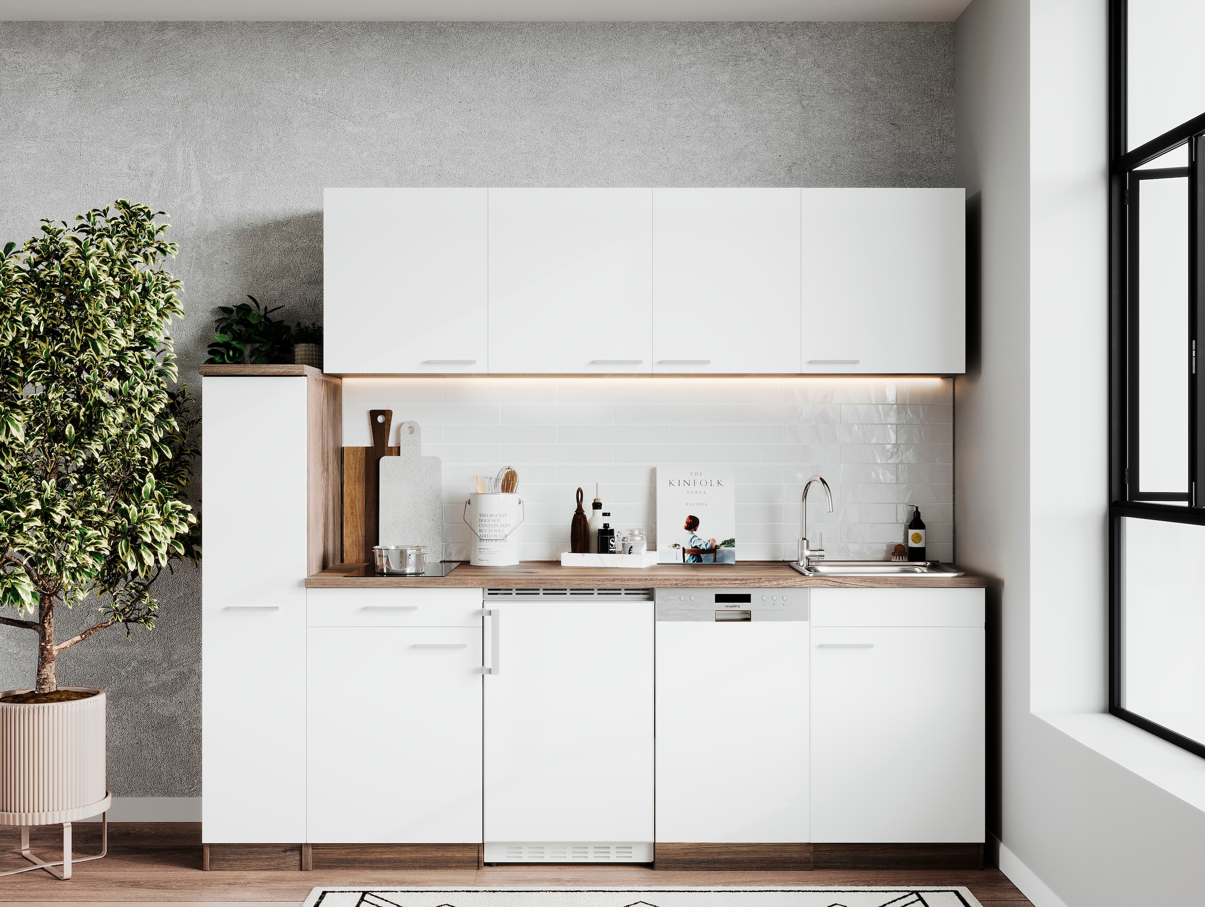 RESPEKTA Küche »Oliver«, Breite 225 cm, wechselseitig aufbaubar