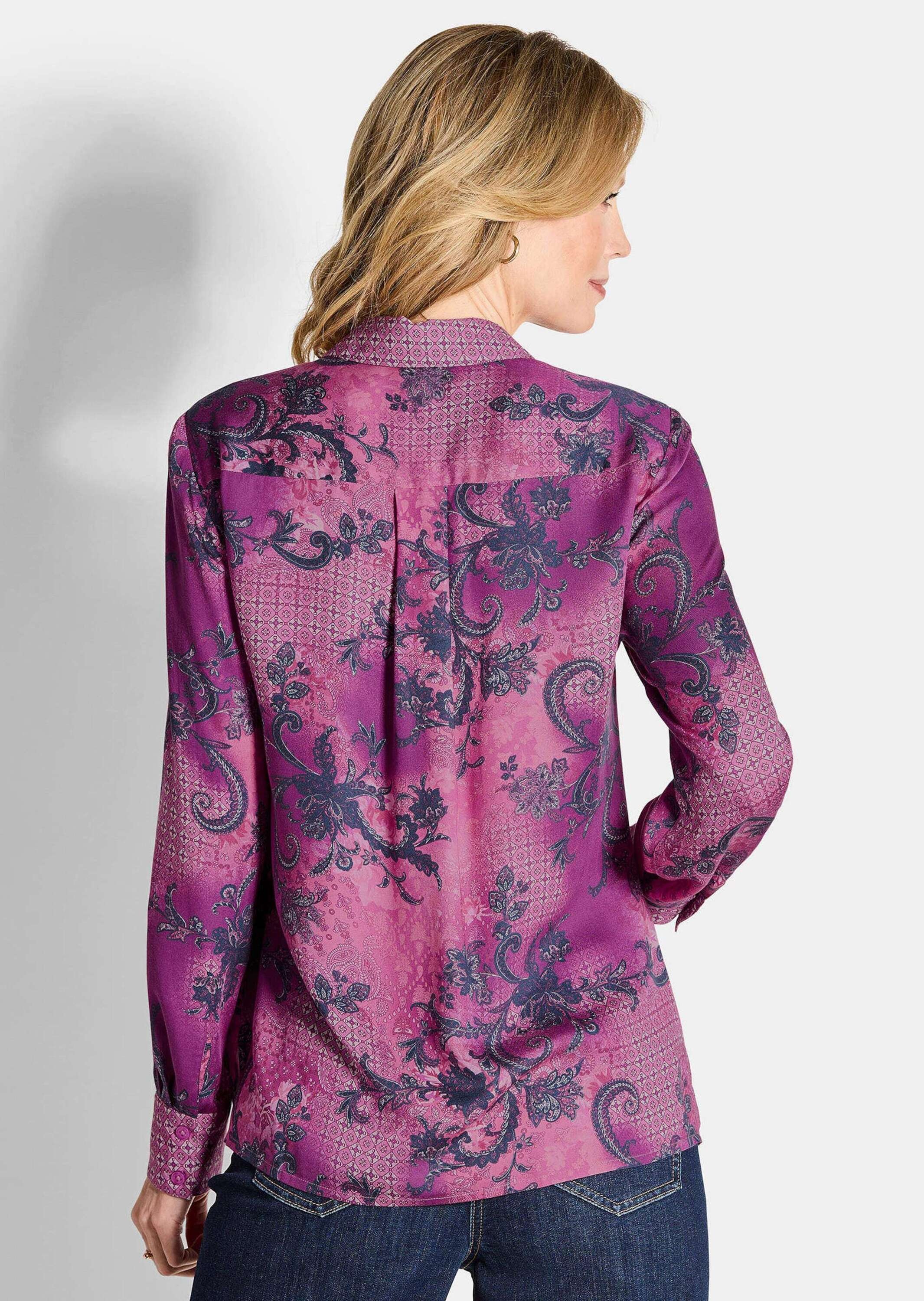 GOLDNER Hemdbluse »Kurzgröße Hemdbluse aus Viskose-Satin«