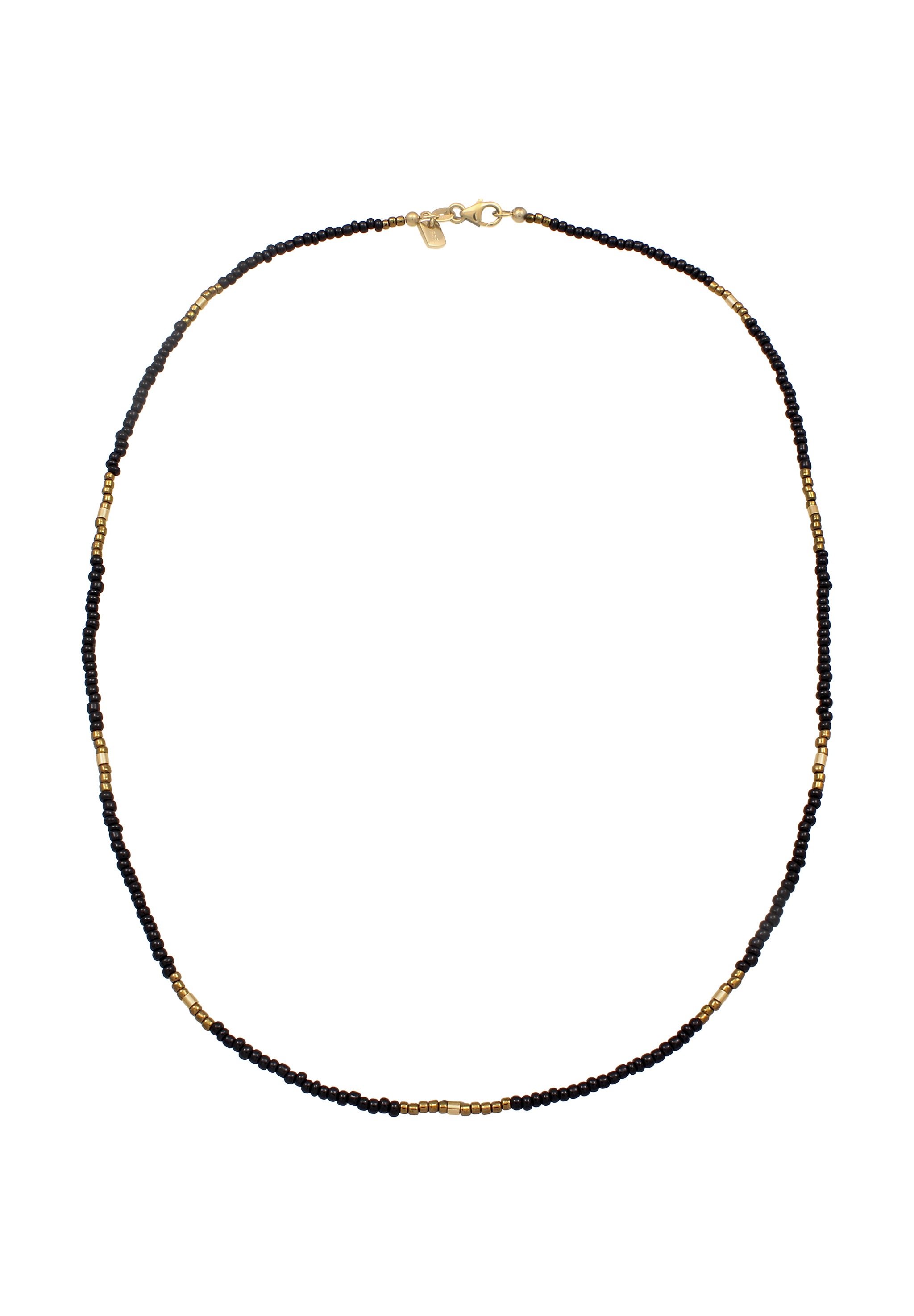 Kuzzoi Silberkette »Halskette Glas Beads Schwarz 925 Sterling Silber vergoldet«