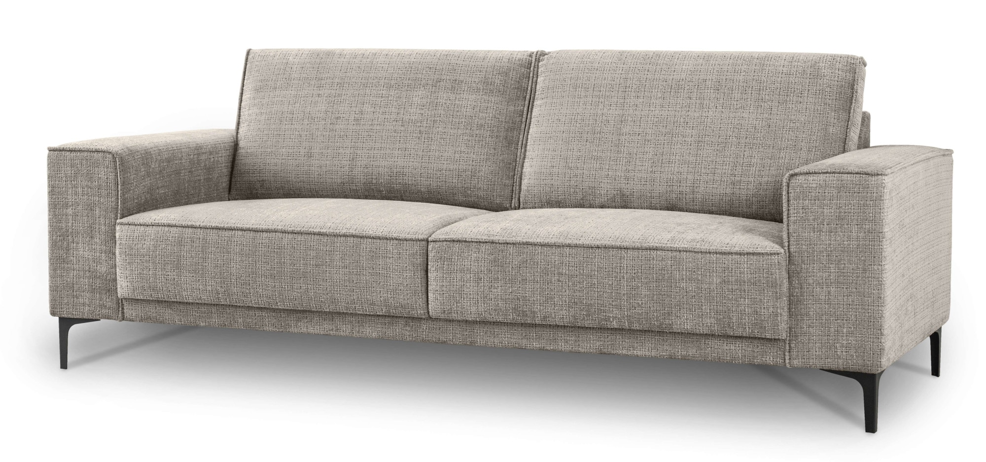 Places of Style 3-Sitzer »3er Sofa Oland, Struktur, Flachgewebe, Luxus-Microfaser, Boucle«, 224 cm, Wellenunterfederung, Skandi-Design, Metallfüße