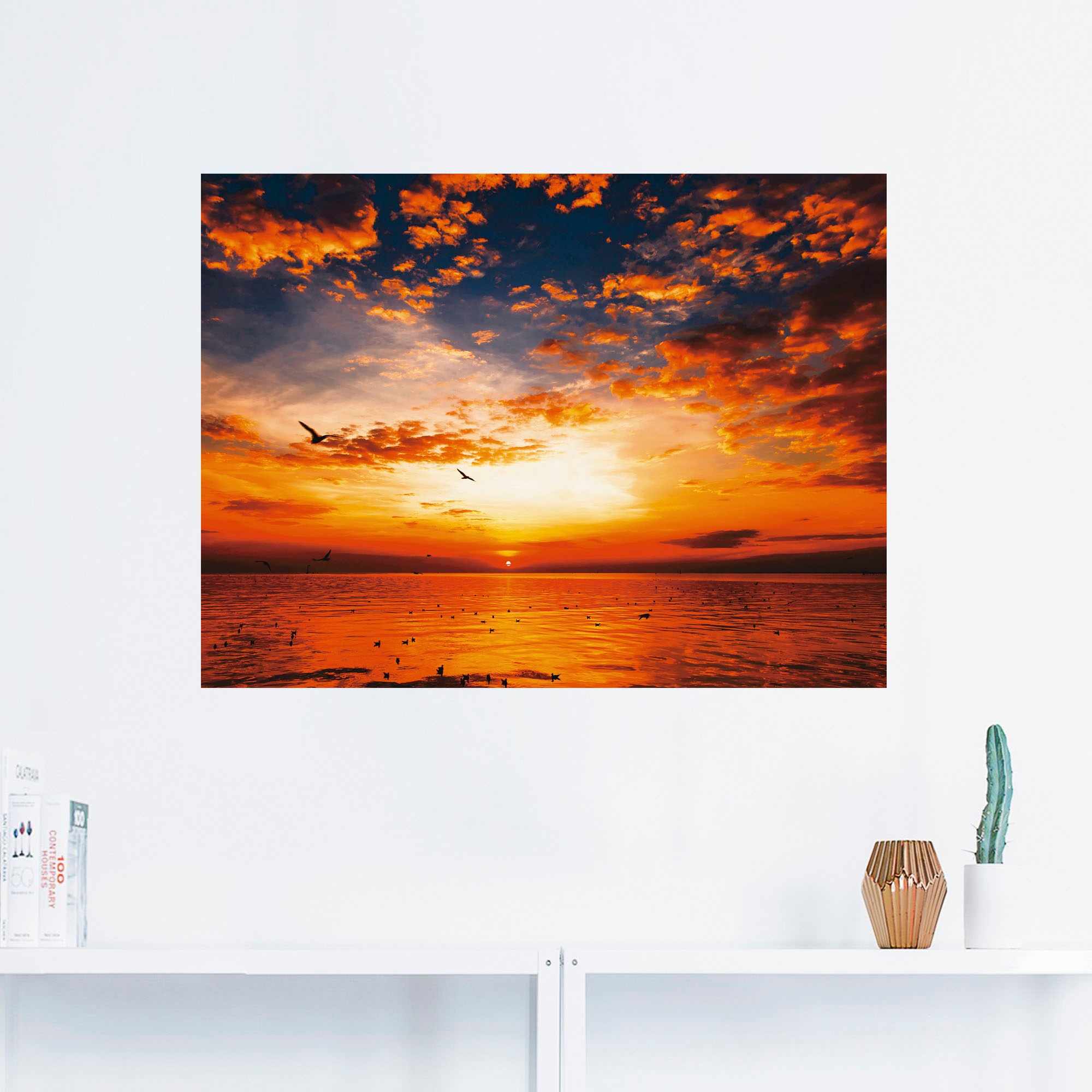 Black Friday Artland Wandbild Leinwandbild, »Sonnenuntergang Strand«, in Größen (1 Wandaufkleber Poster | oder Alubild, BAUR & -untergang, versch. am St.), Sonnenaufgang als