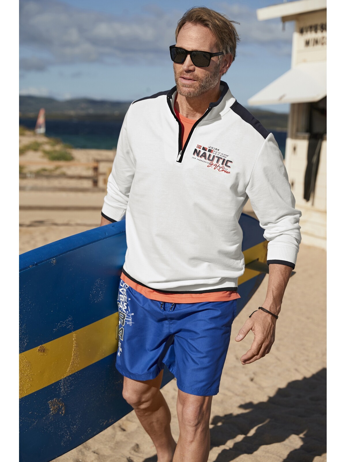 Badeshorts JAN VANDERSTORM "Badeshorts JUPPE", Herren, Gr. XL, weit, blau (royal blau), Obermaterial: 100% Polyester COOLMAX PES(Coolmax)., Badehosen Badeshorts 2