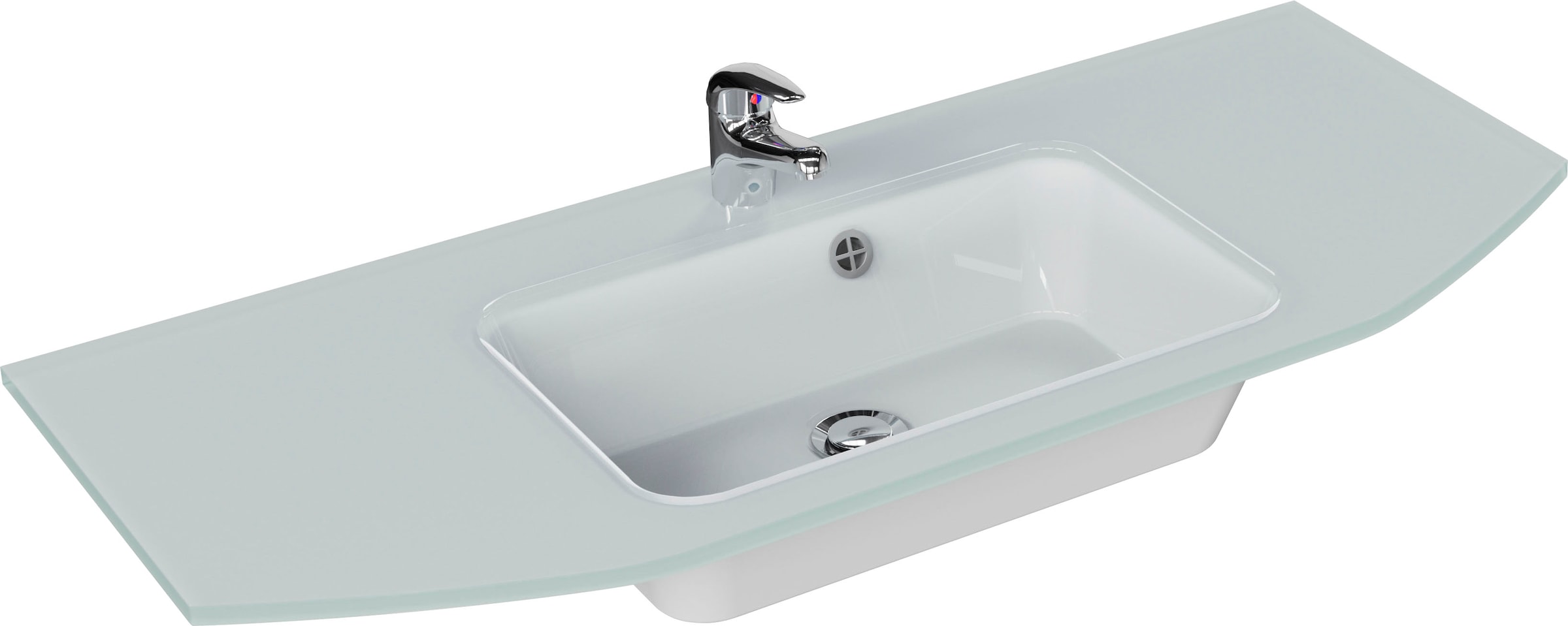 Saphir Badmöbel-Set »Quickset 5-teilig Glas-Waschtisch mit LED-Spiegelschrank, Bad-Set«, (6 St.), Midischrank, Unterschrank, Hängeschrank, inkl. Türdämpfer, 9 Türen