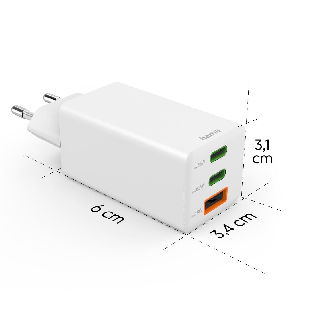 Hama Schnelllade-Gerät »USB-Ladegerät (Schnellladegerät, Netzteil, 2x USB-C, 1x USB-A, 65 W)«, (1 St.)