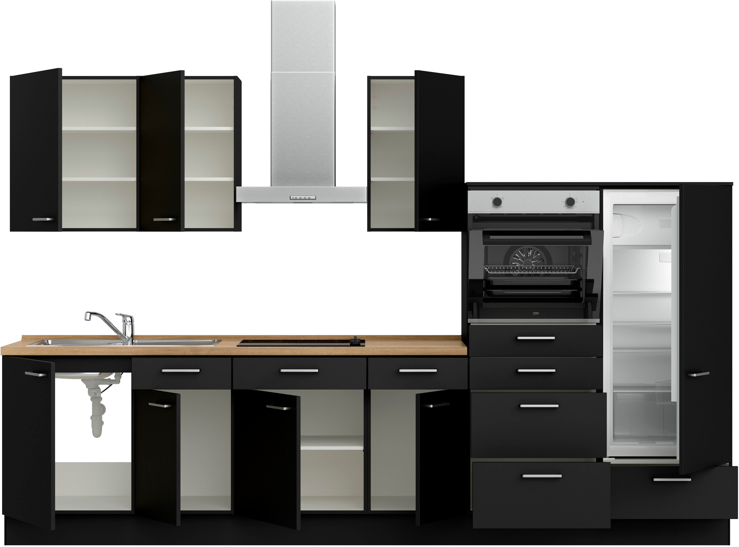 nobilia® Küchenzeile »"Touch I"«, vormontiert, Ausrichtung wählbar, Breite 330 cm, wahlw. mit E-Geräten