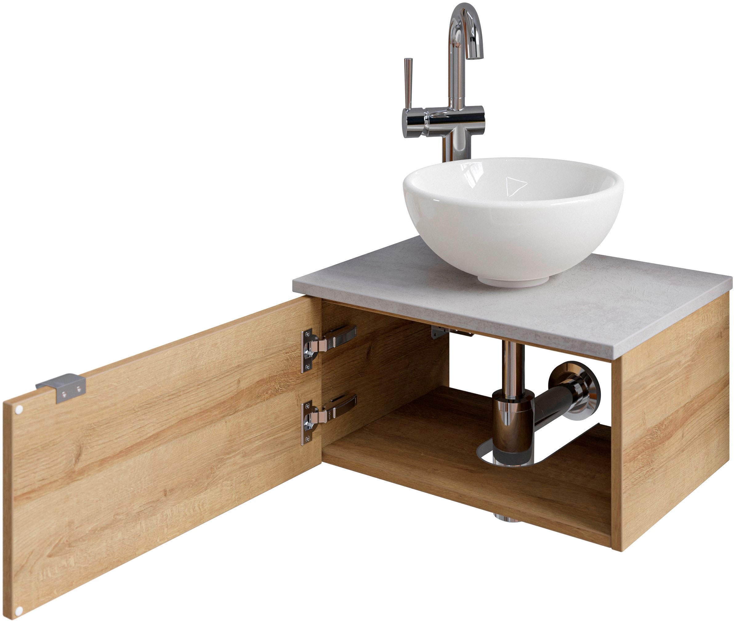 Saphir Badmöbel-Set »Serie 6915«, (4 St.), Gäste-Bad, 51 cm breit, mit LED-Spiegel und 1 Tür