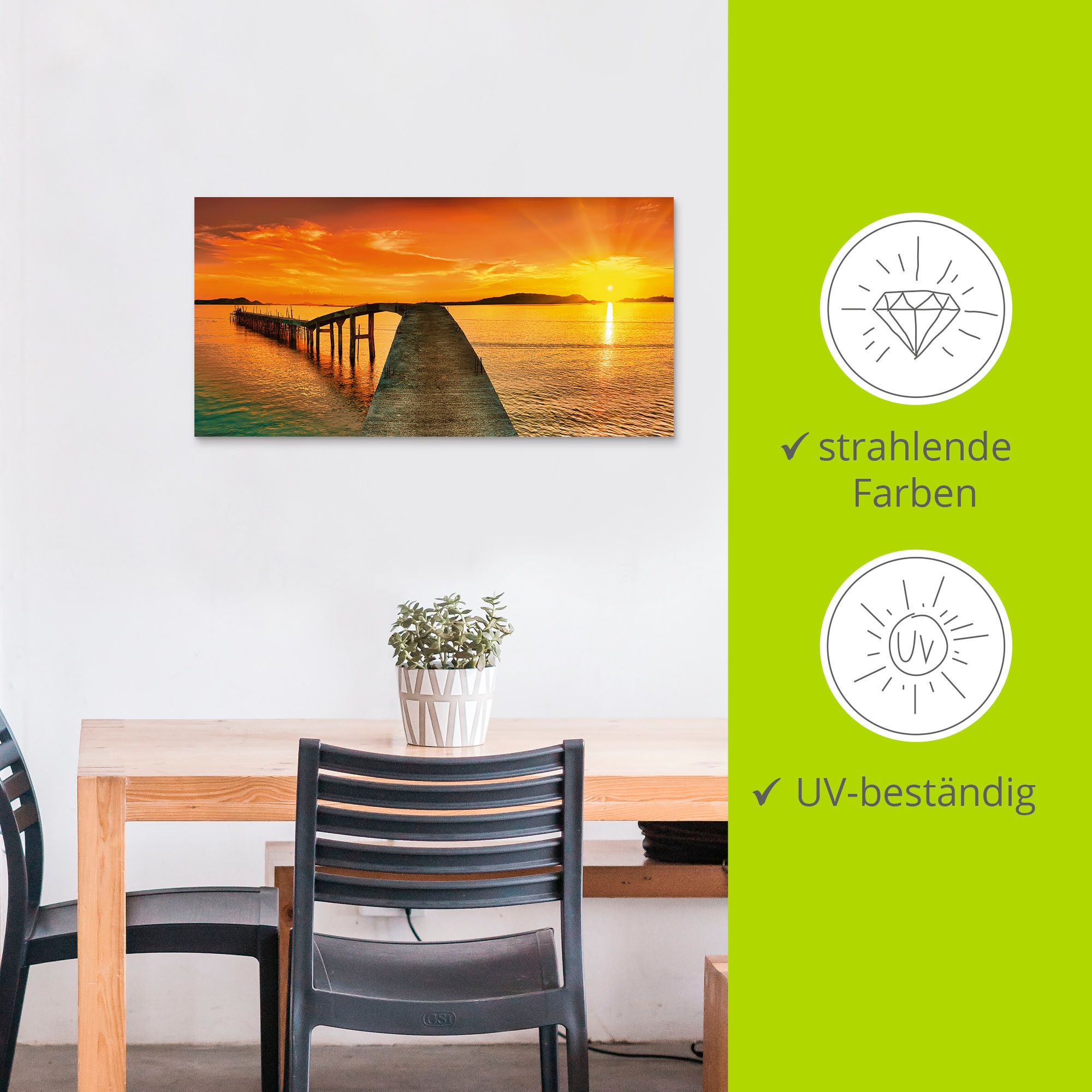 Artland Wandbild »Sonnenaufgang über dem Meer«, Gewässer, (1 St.), als Alubild, Outdoorbild, Leinwandbild in verschied. Größen