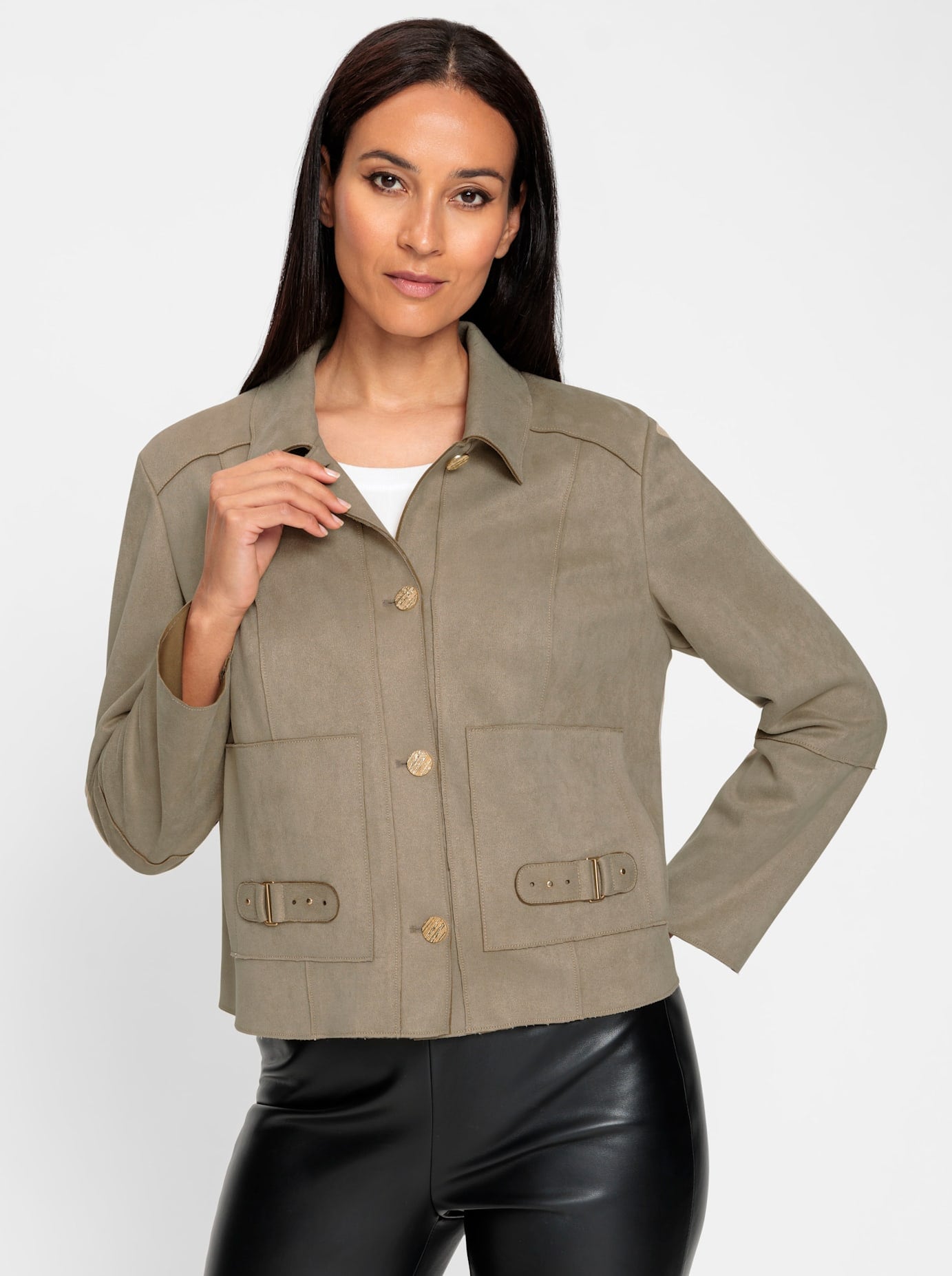 heine Lederimitat-Blazer »Velourslederimitat-Jacke«