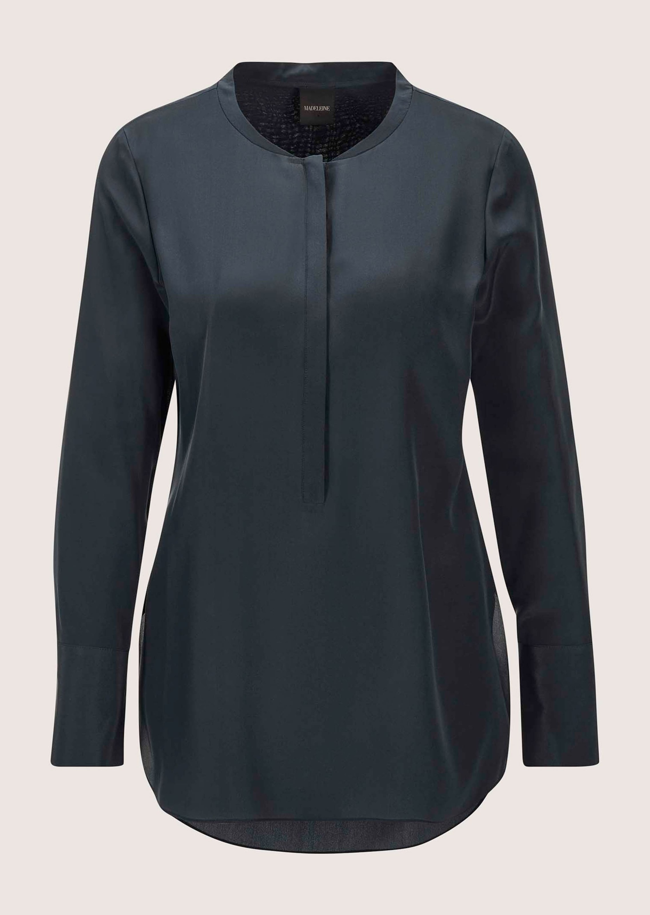 MADELEINE Hemdbluse "Seidenhemd Luxuriöse Bluse mit kragenlosem Design" günstig online kaufen