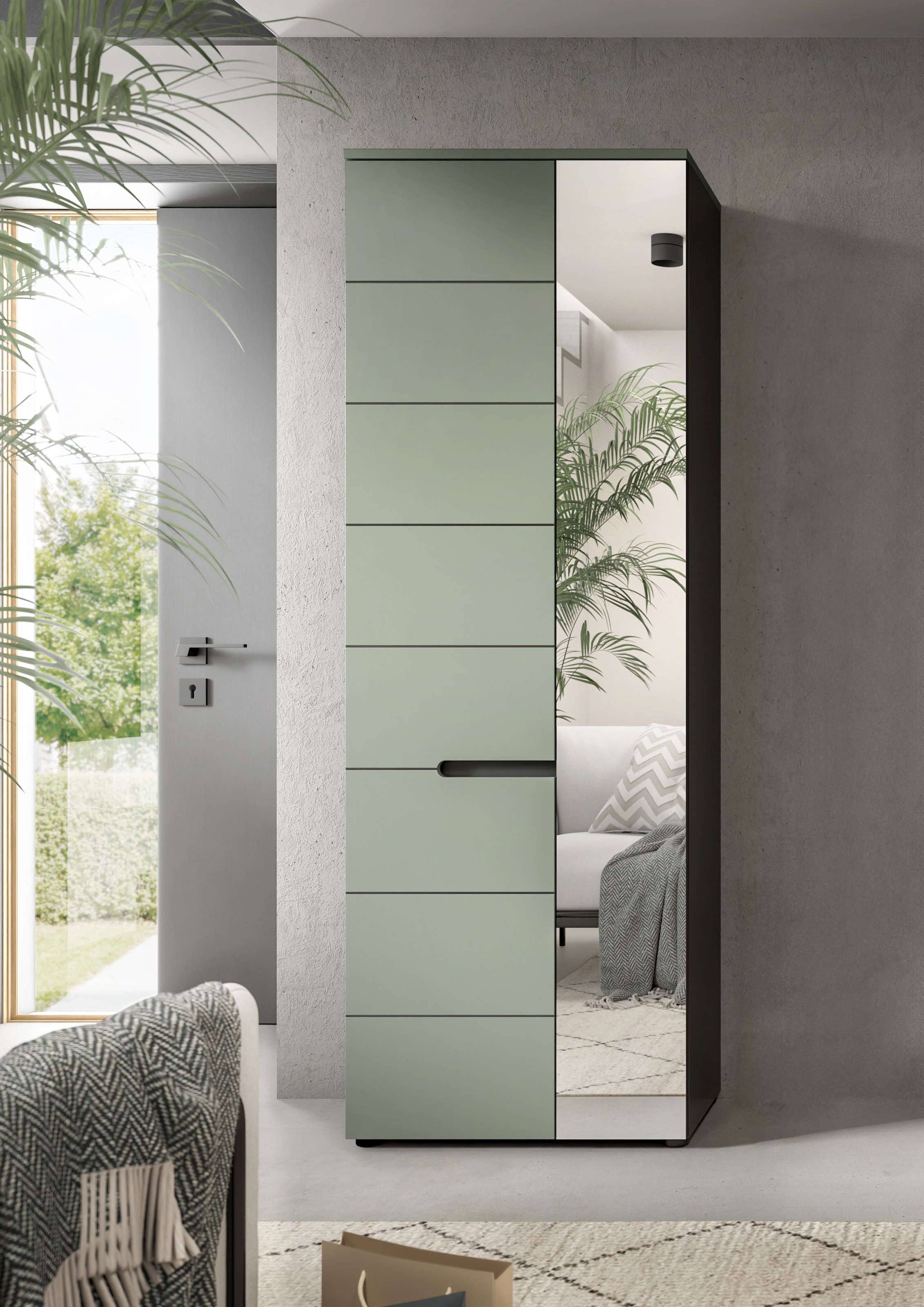 INOSIGN Garderobenschrank »REHAT, TOPSELLER!, Höhe 190cm, 2 Türen, 6 Fächer, 1 Kleiderstange«, (1 St., in verschiedenen Farben erhältlich), Garderobe, Flurschrank, Dielenschrank, Kleiderschrank, Garderobenmöbel