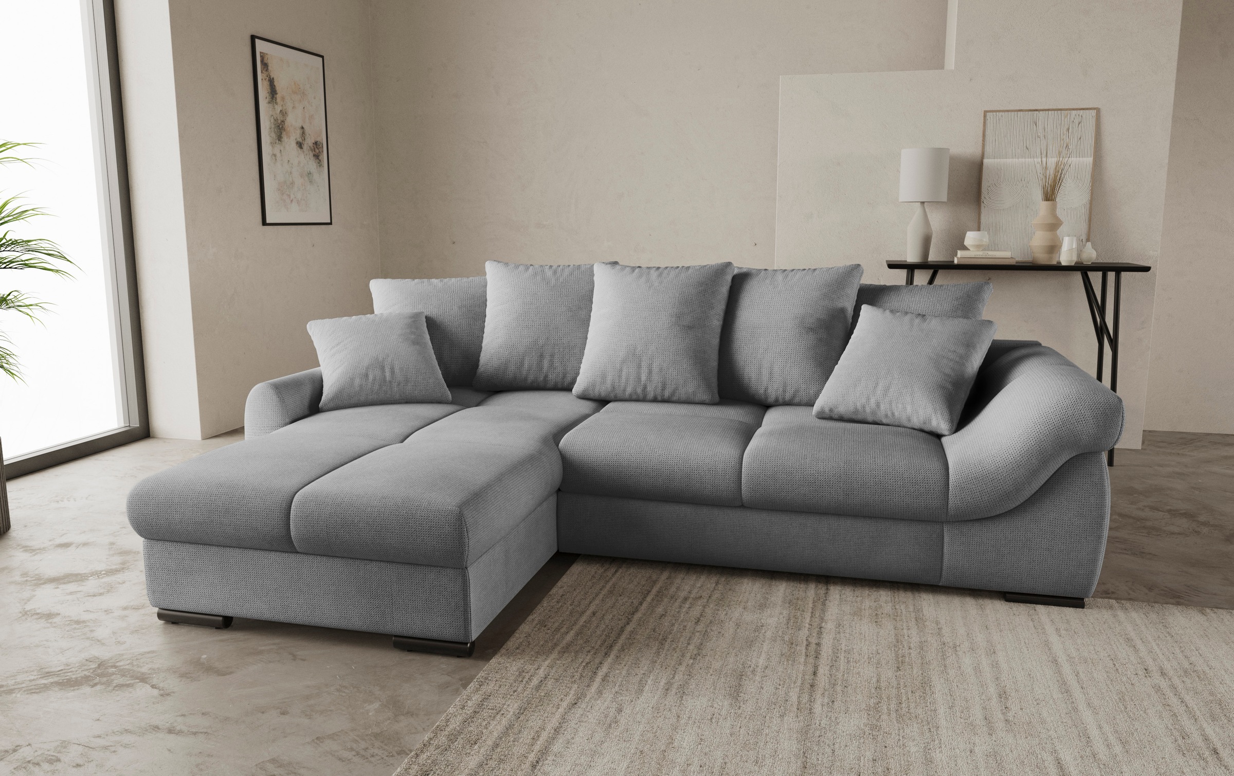 Mr. Couch Ecksofa "Livorno L-Form", inkl. Hochschläfer-Bettauszug, XL-Bettk günstig online kaufen