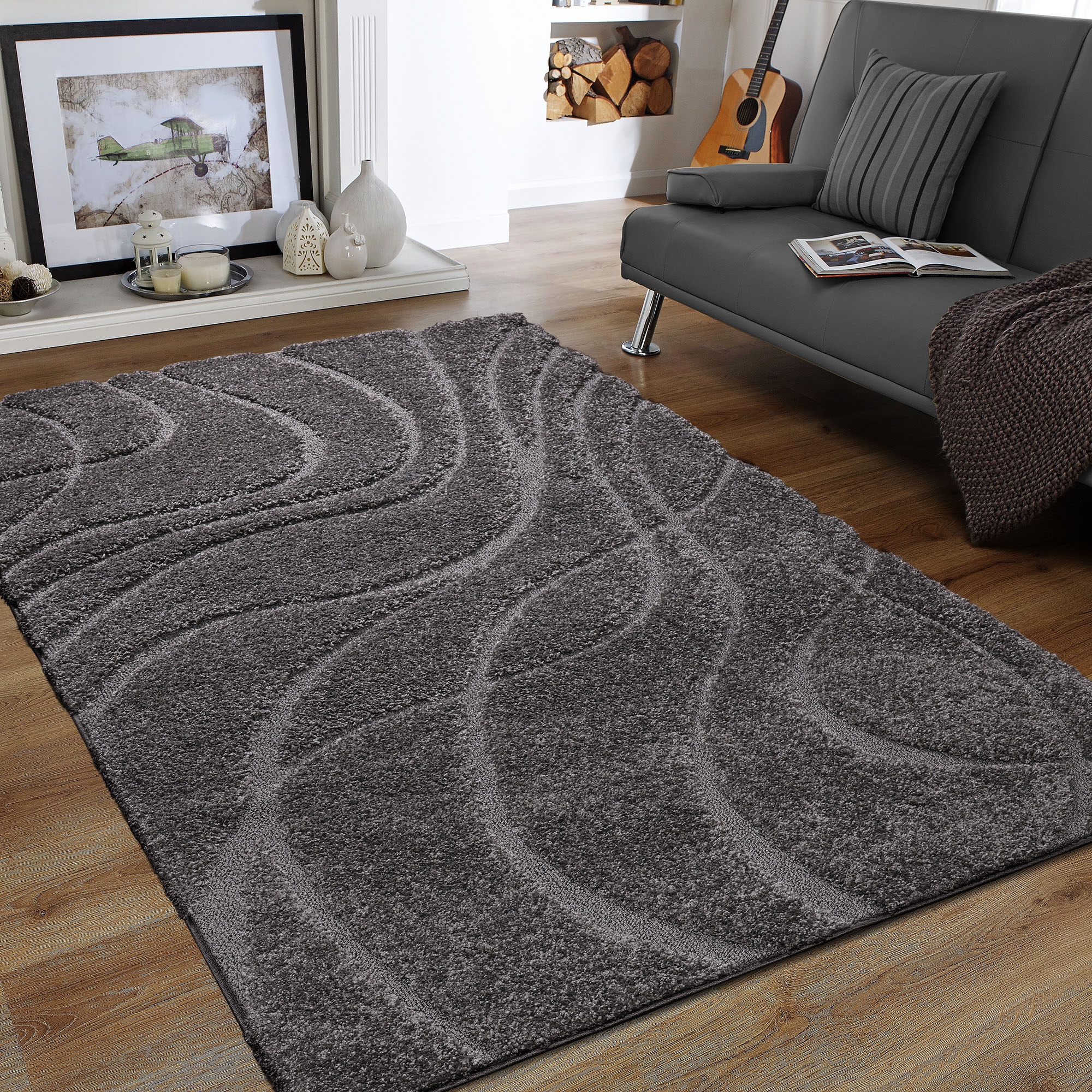 Sanat Hochflor-Teppich "Luxus 3503, auch in Rund erhältlich" rechteckig 30 mm Höhe robuster Langflor, weich, Wohnzimmer, Schlafzimmer