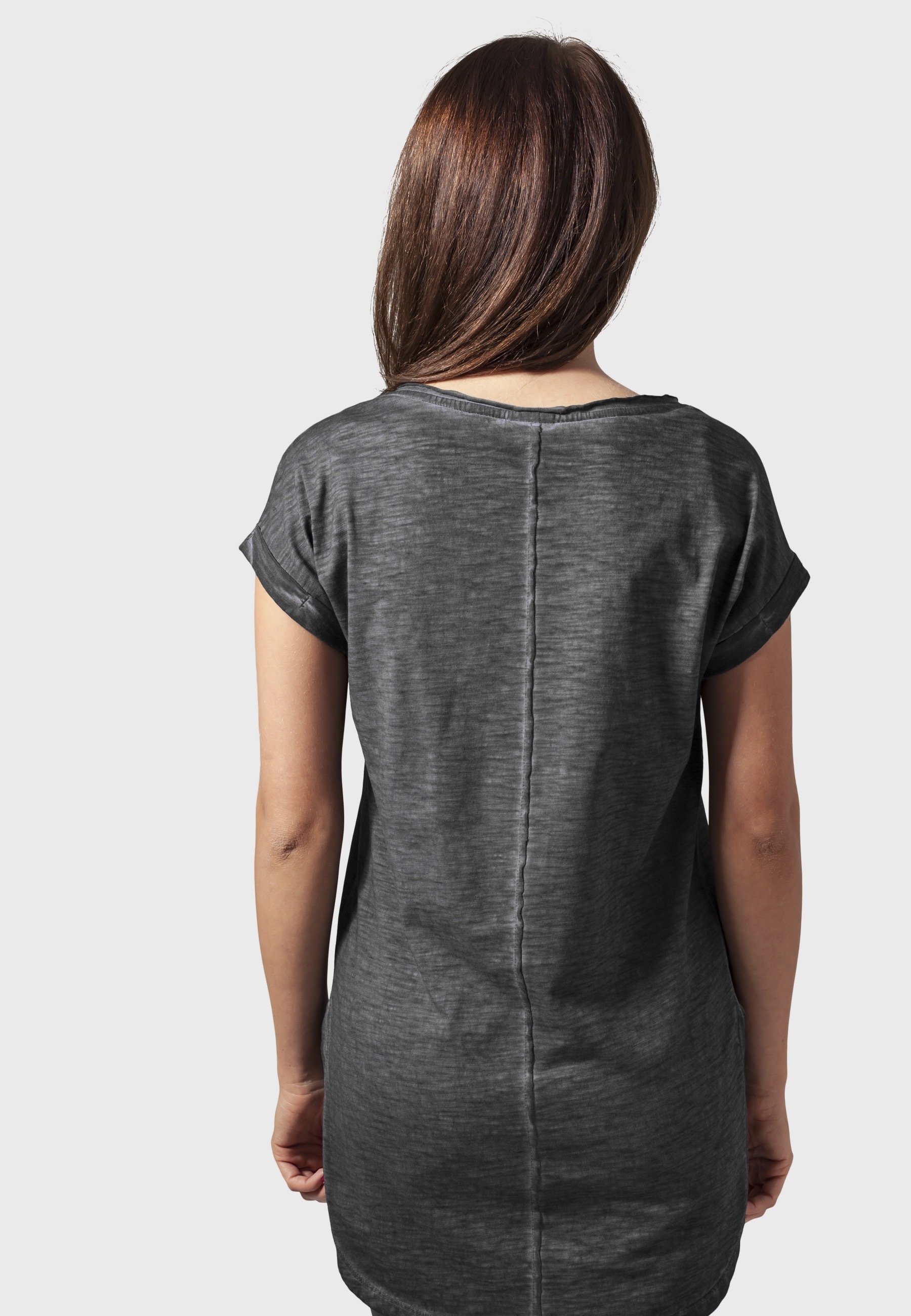 URBAN CLASSICS Kurzarmshirt »Urban Classics Damen Ladies Long Back Shaped Spray Dye Tee« 1 Stk.