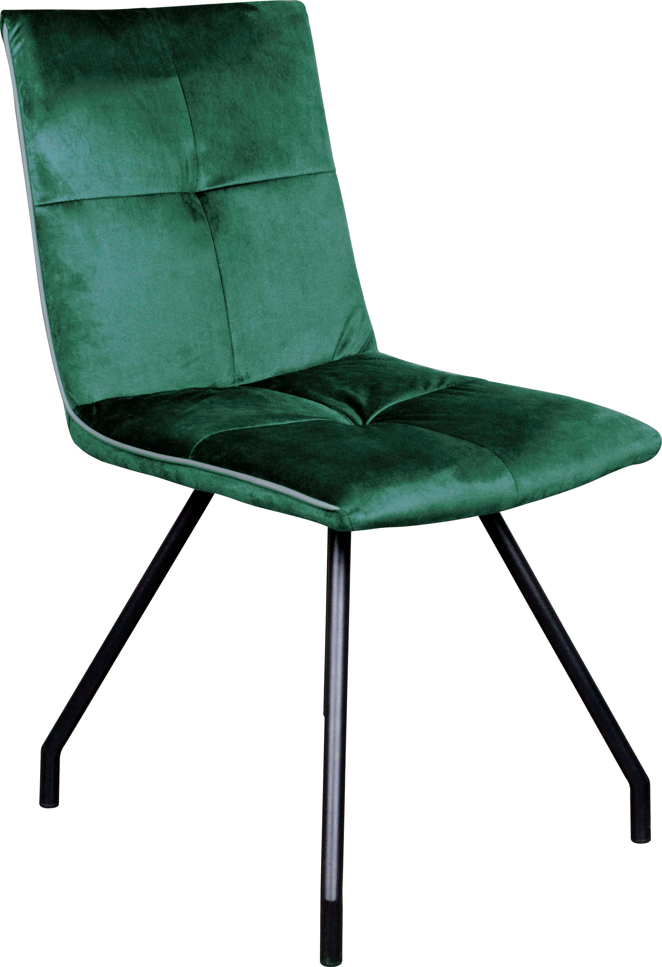 Kayoom Polsterstuhl »Stuhl Eaden 125 2er-Set, samtiger Stoffbezug, Paspel aus Kunstleder«, (Set), 2 St., stilvoll, pflegeleicht, zeitgemäße Farbgebung, samtiger Stoffbezug