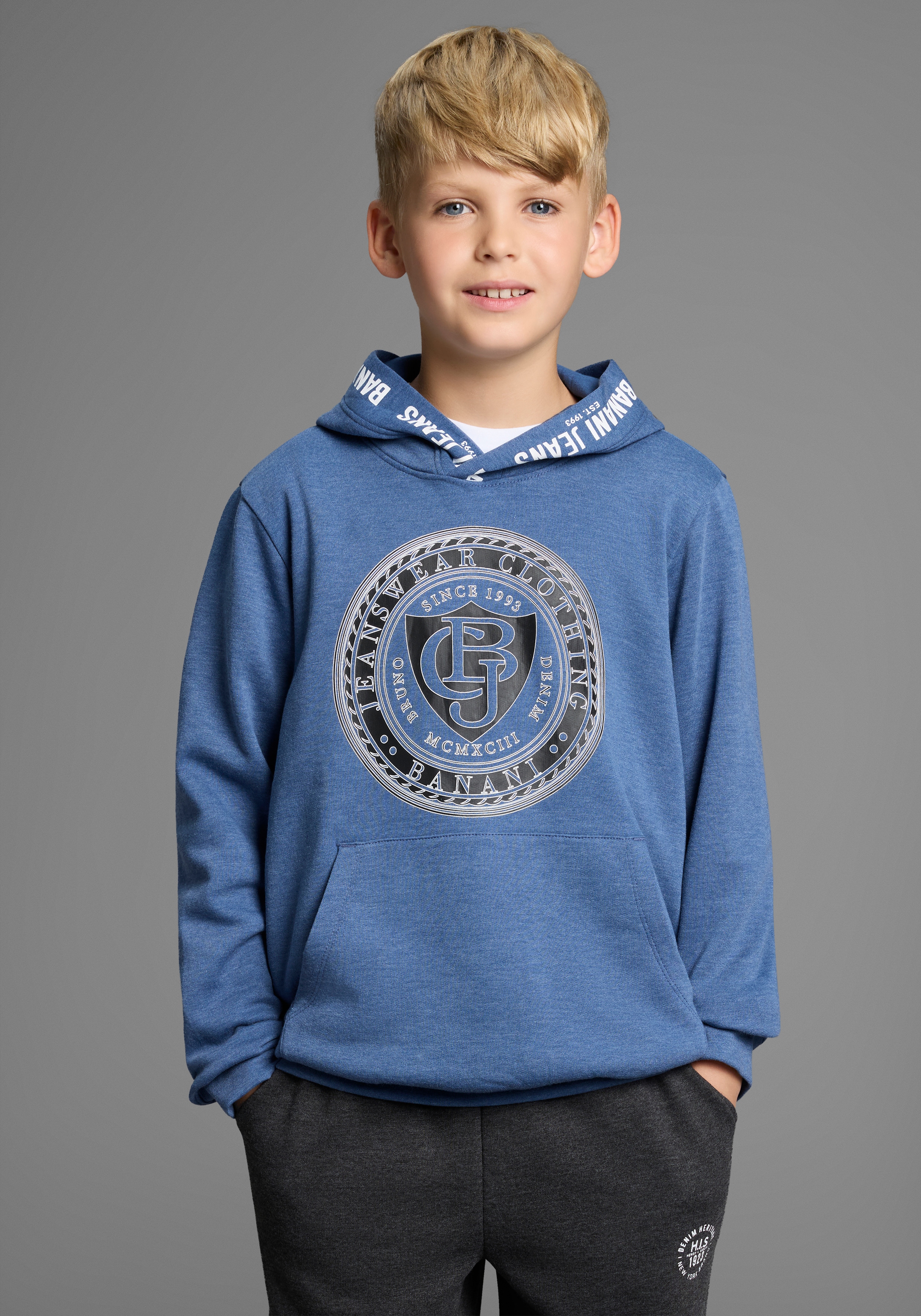 Bruno Banani Kapuzensweatshirt "Hoodie mit Logo-Drucken für Jungen", Für TEENS, Hoodie mit Logo-Drucken