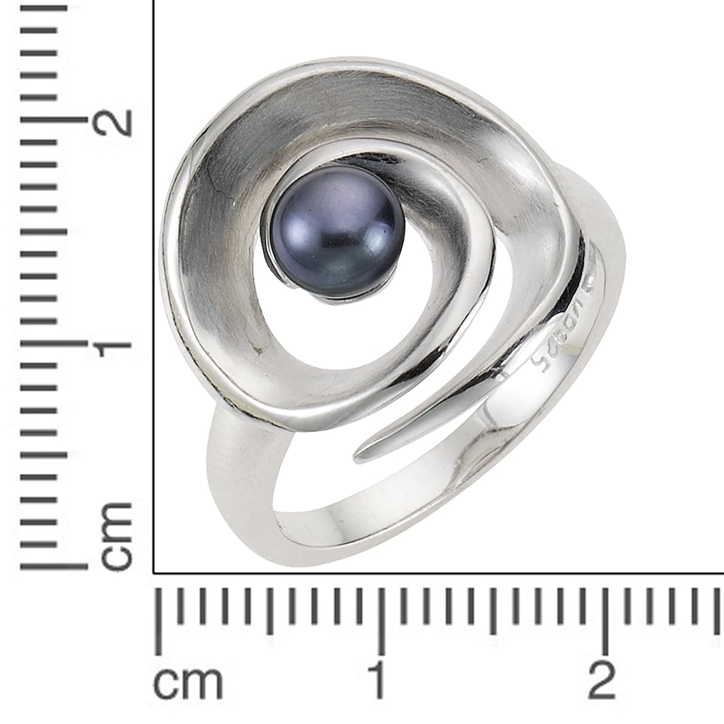 Zeeme Fingerring »925/- Sterling Silber Perle schwarz«