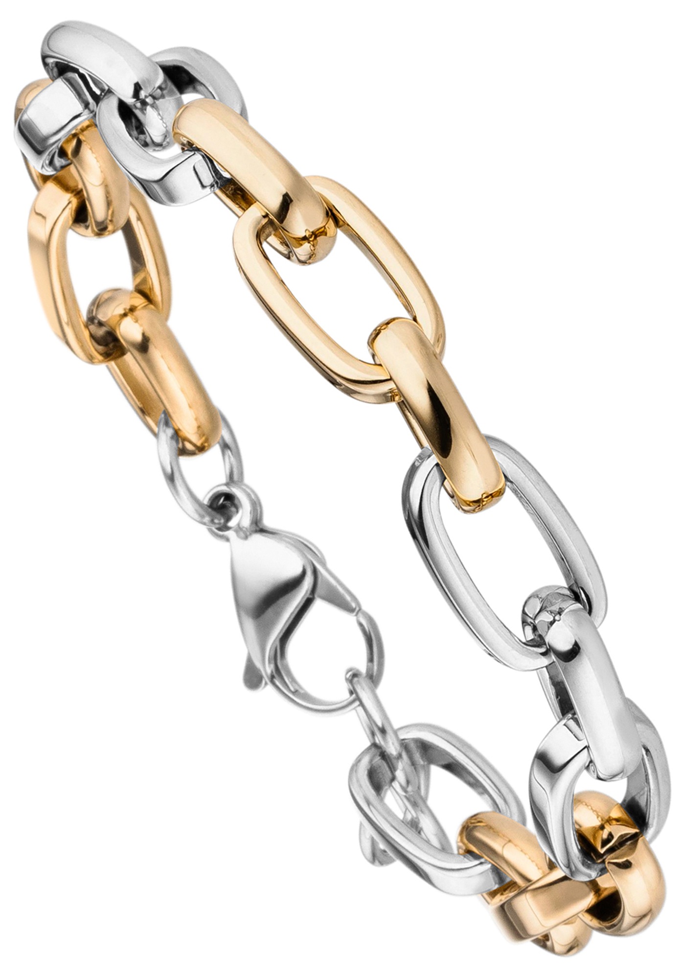 Armband JOBO "Statement", silber (edelstahlfarben), Armbänder, Damen, 22cm, Edelstahl, Armband, Edelstahl Bicolor-Optik 22 cm 3