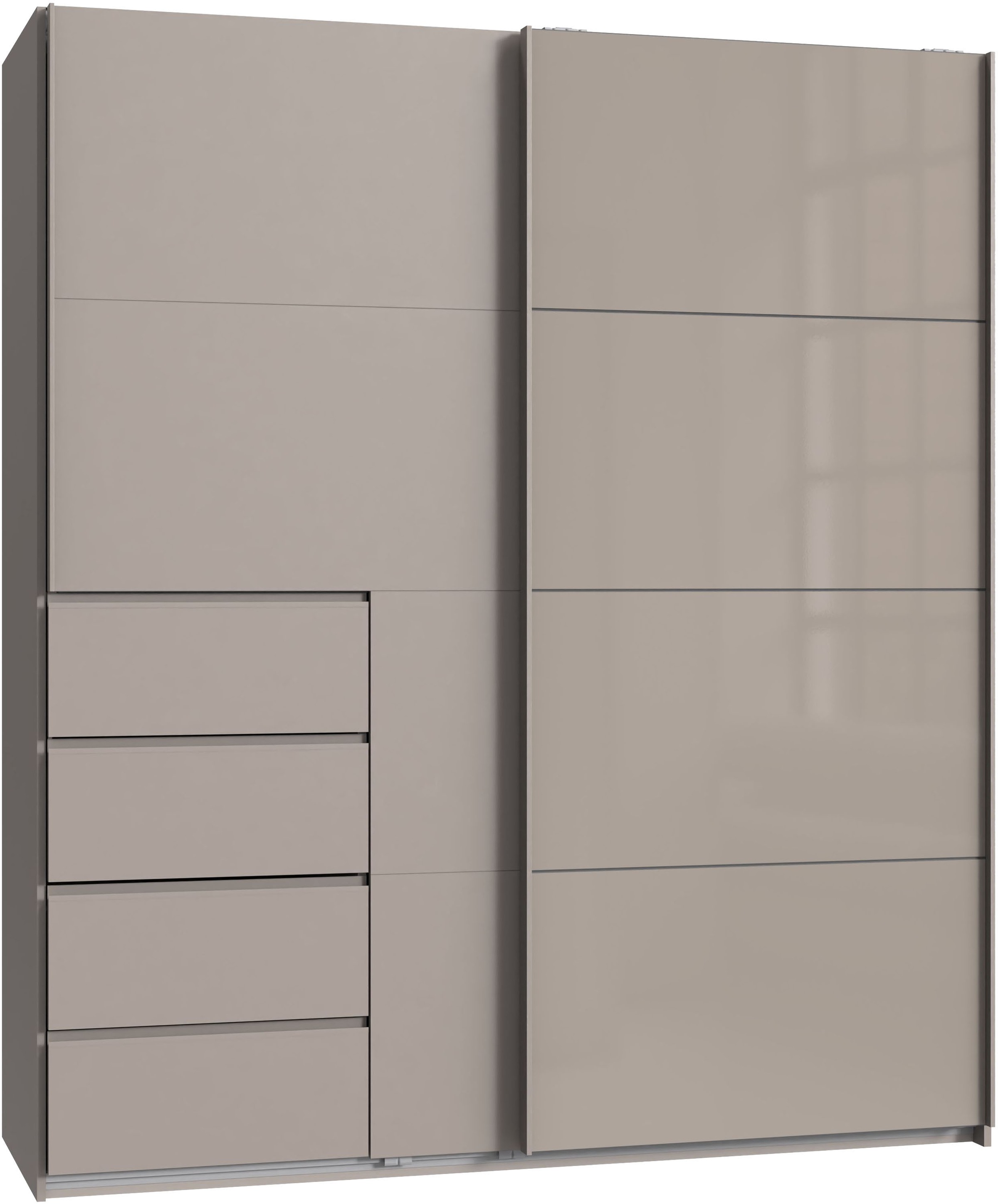 Wimex Schwebetürenschrank "Bali in den Breiten 180cm, 225cm & 270cm, Schrank mit Glaselement" Kleiderschrank erhältlich in den Farben; grafit und saharagrau