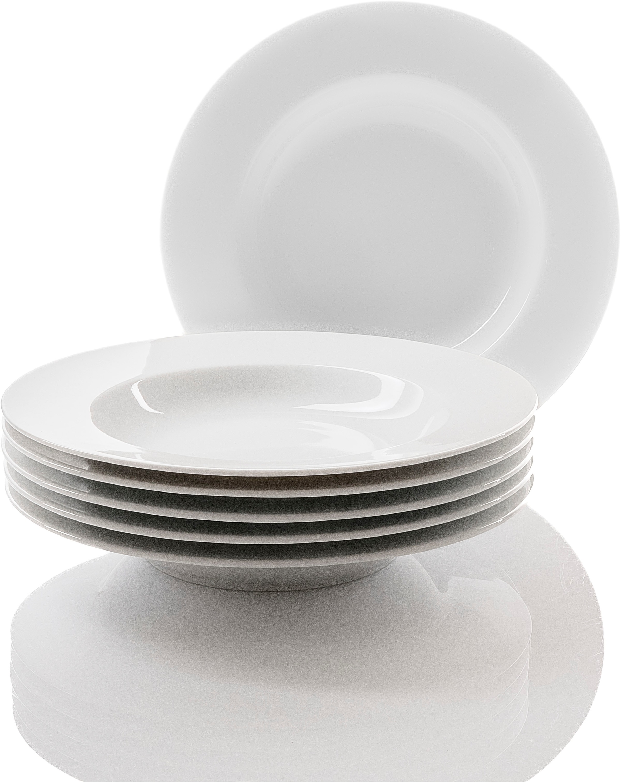 Retsch Arzberg Suppenteller "Teller Set, HEIKE WEISS, Teller 23 cm, für 6 Personen, rund, Porzellan" für den großen Hunger – 6 tiefe Teller in der größeren Ausführung
