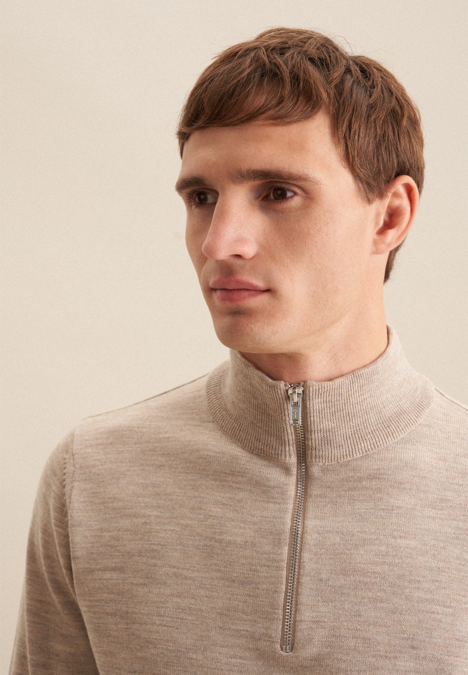 Thumbnail - seidensticker Strickpullover "Schwarze Rose", Quarter Zip Uni