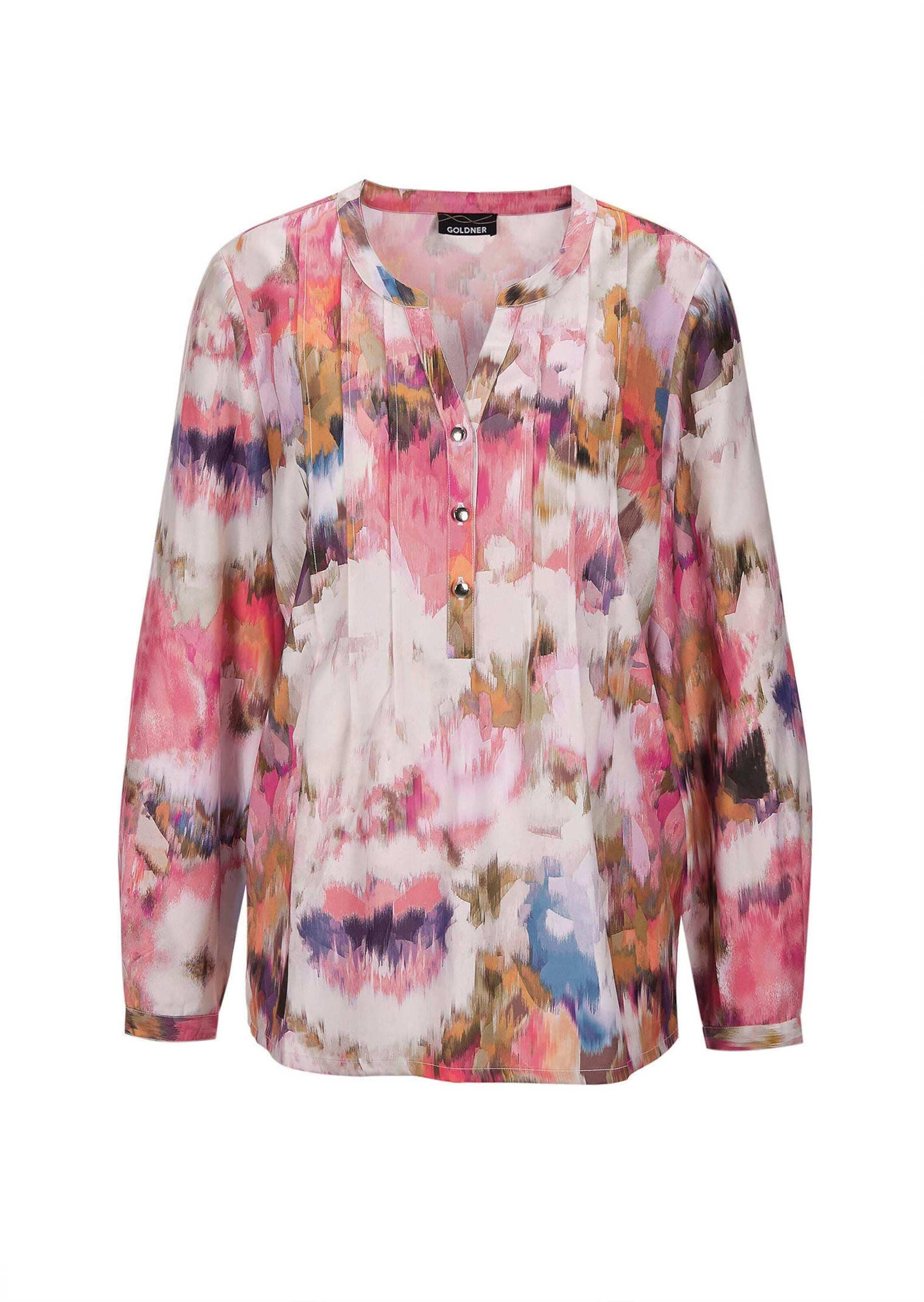 GOLDNER Kurzarmbluse "Kurzgröße Damen Tunikabluse mit Rundhals" Knopfleiste günstig online kaufen