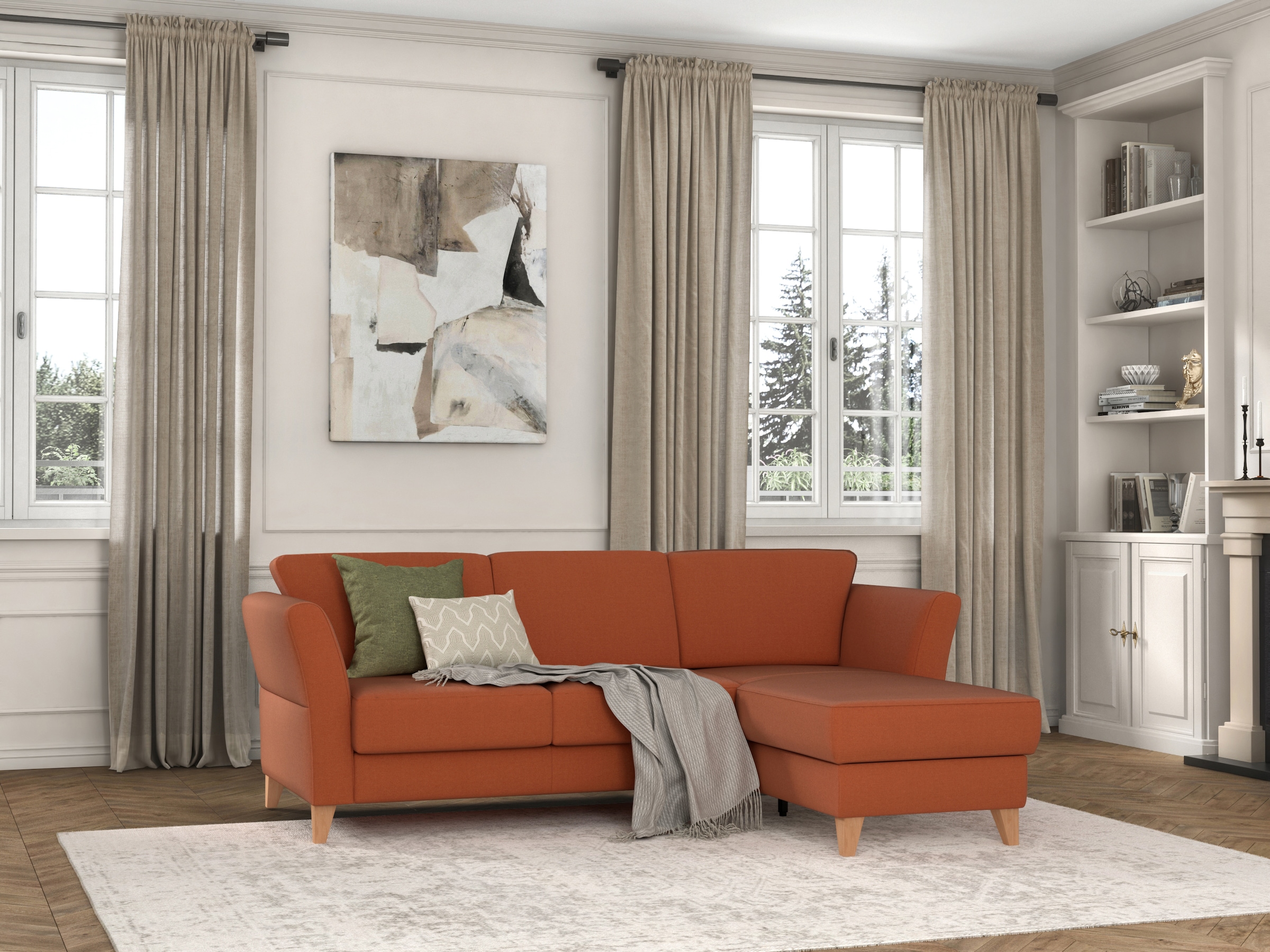 sit&more Ecksofa »Visby L-Form«, Wahlweise mit Bettfunktion und Bettkasten, frei im Raum stellbar
