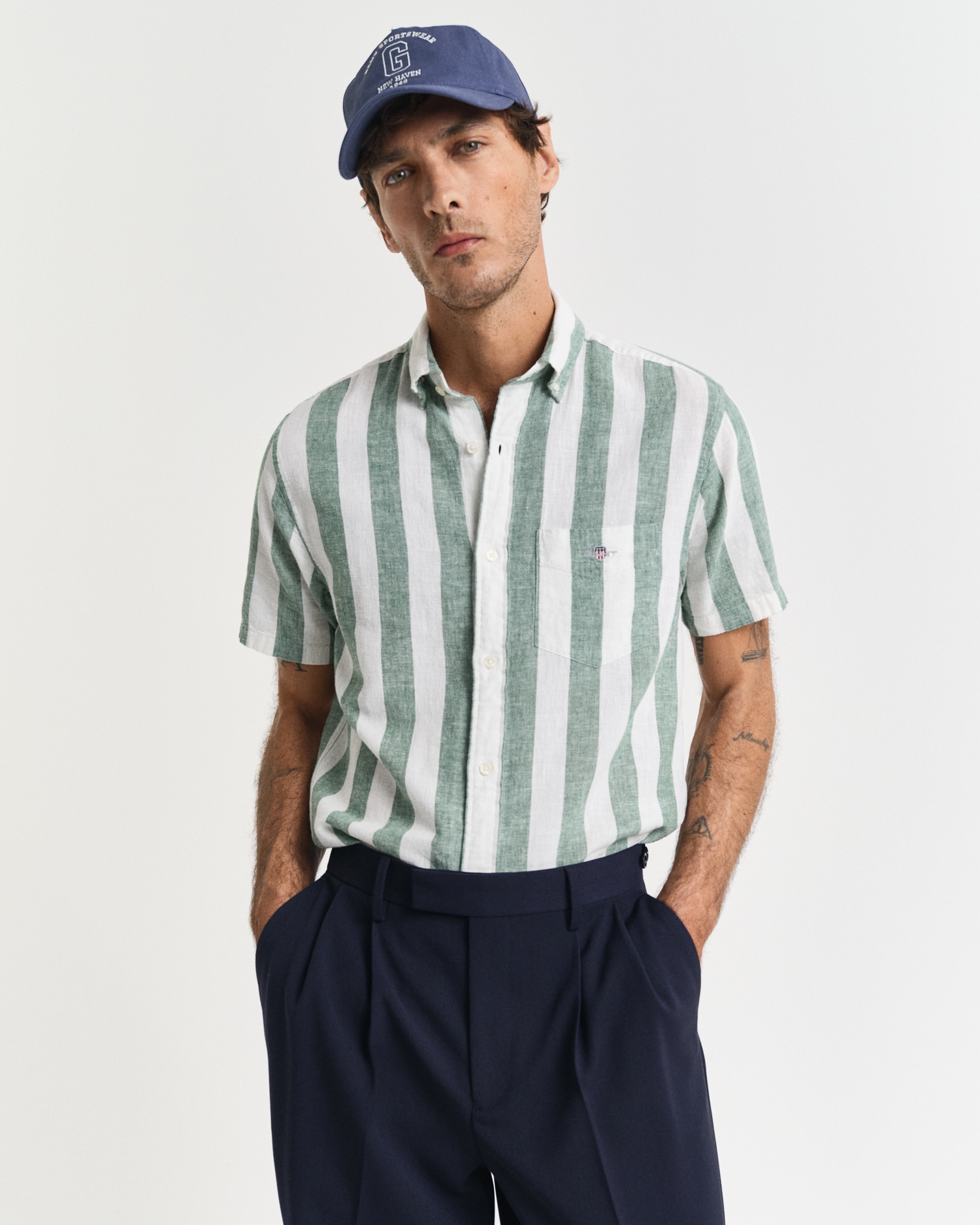 Gant Kurzarmhemd "REG COTTON LINEN STRIPE SS SHIRT" günstig online kaufen