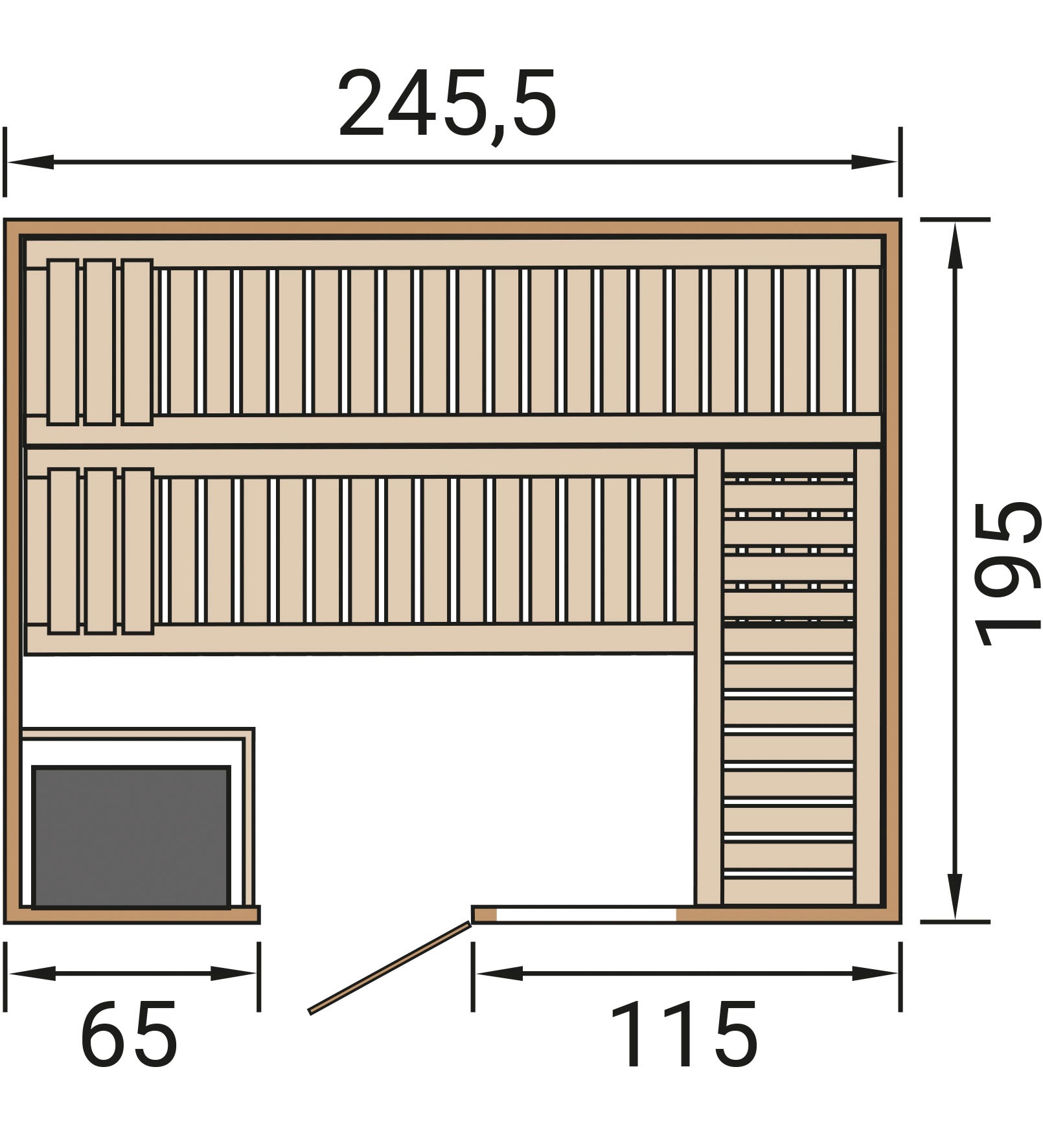 weka Sauna »Massivholzsauna BERGEN 3«, Blockbohlen, Fensterelement, moderne Ganzglastür
