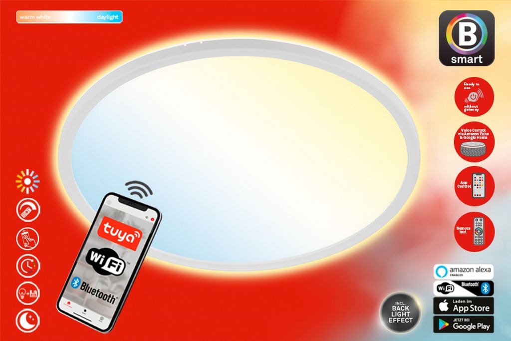 Smarte LED-Leuchte "SLIM S"weiß, neutral, BRILONER LEUCHTEN, Leuchten