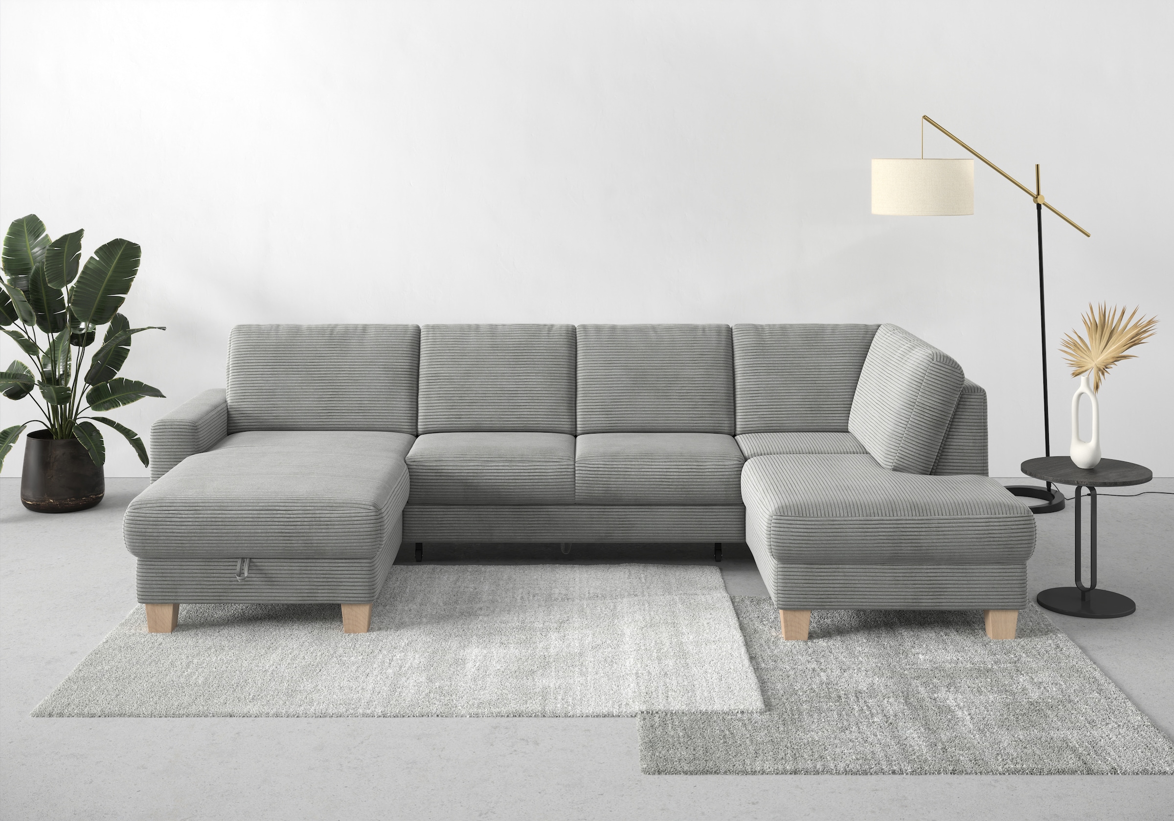 Home affaire Wohnlandschaft »Summer U-Form«, mit oder ohne Bettfunktion und Bettkasten, Cord-Bezug