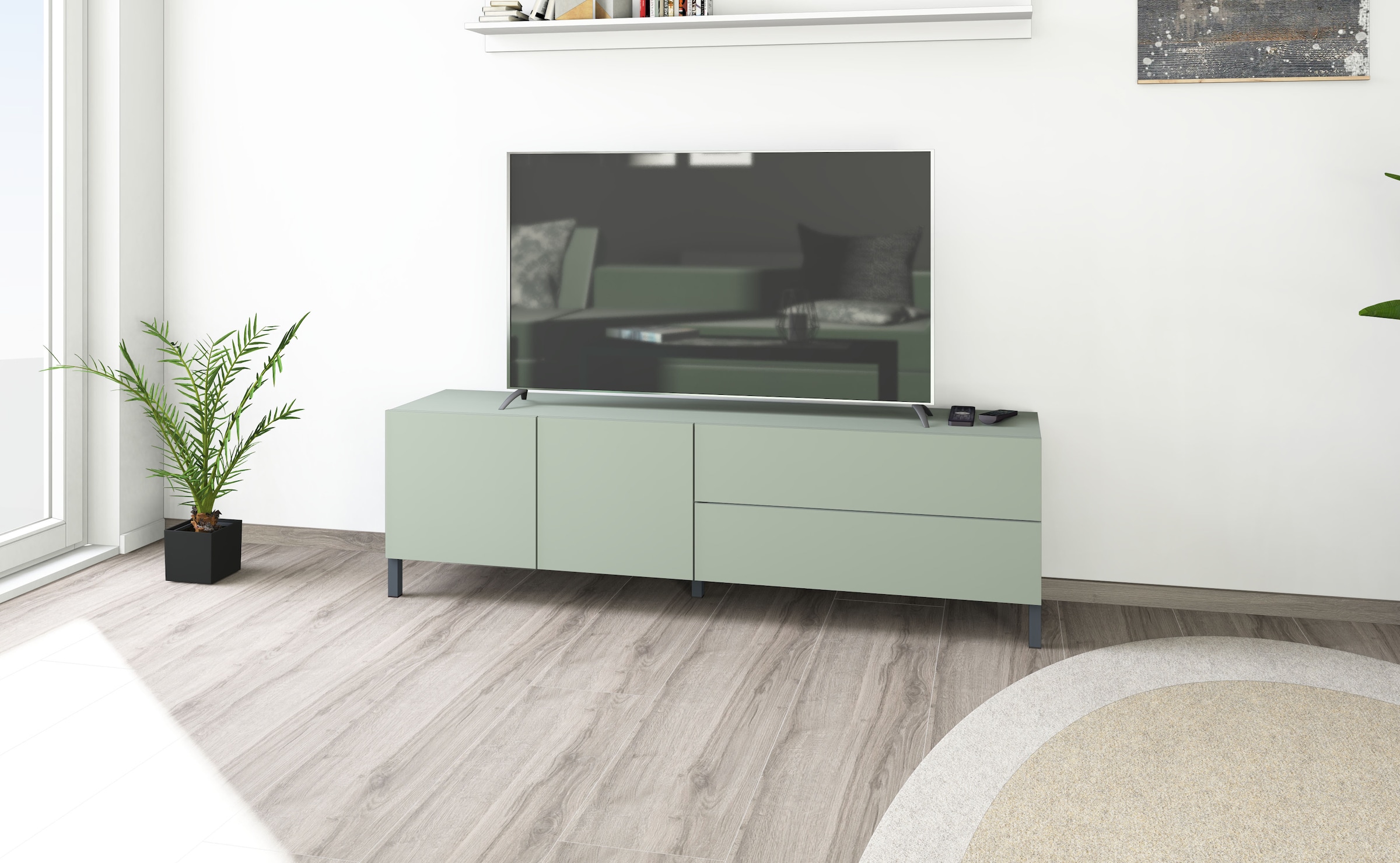 borchardt Möbel Lowboard, Metallfüße, grifflose Optik