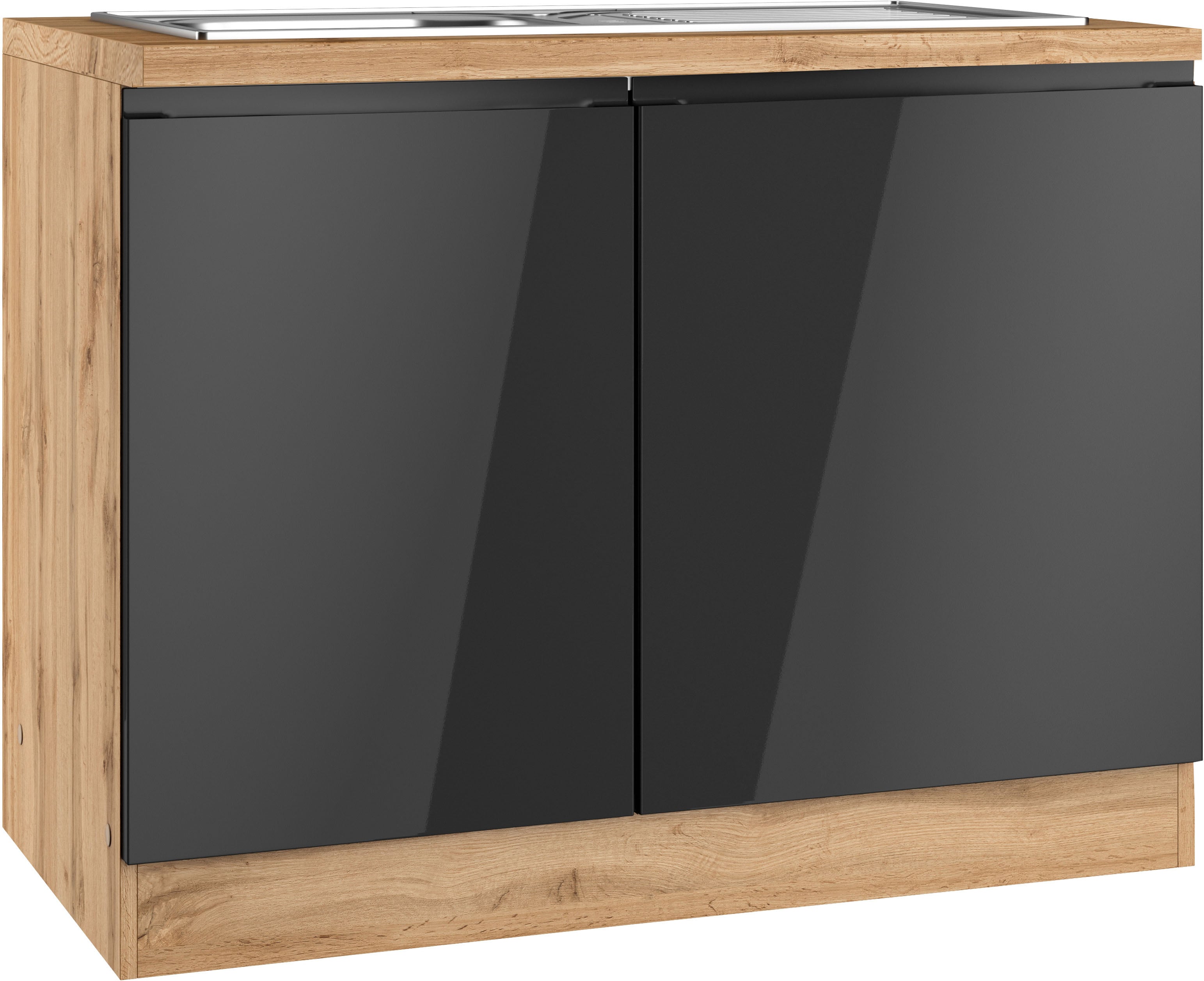 KOCHSTATION Spülenschrank "KS-Virginia,neu in verbesserter Ausführung" Stauraum, Softclose, ohne Armatur, Breite 110 cm, inklusive Einbauspüle, Soft-Close