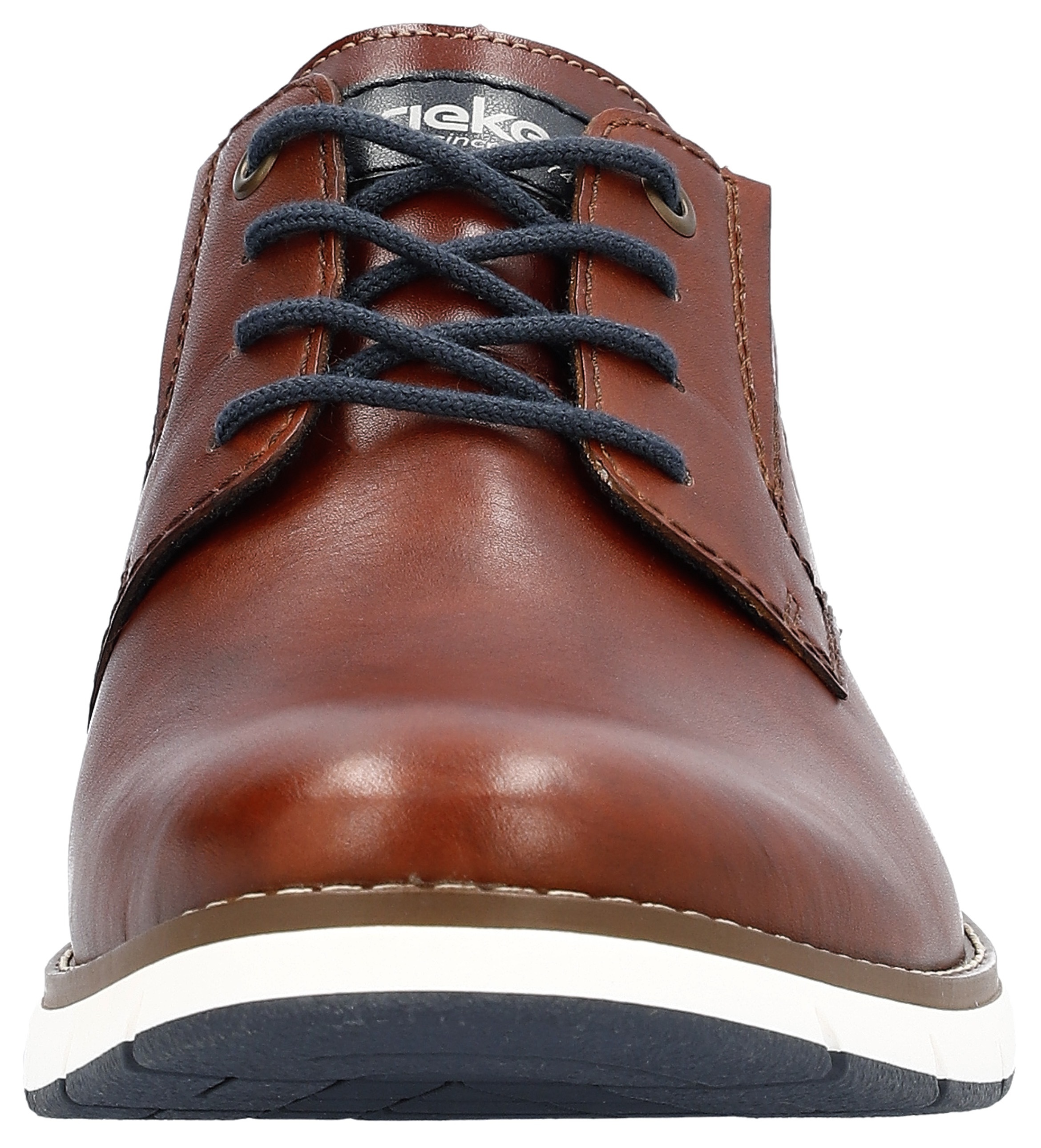 Sneaker RIEKER, Herren, Gr. 41, bunt (braun, dunkelblau), Leder, Schuhe Sneaker, mit modischer Laufsohle, Freizeitschuh, Halbschuh, Schnürschuh 3