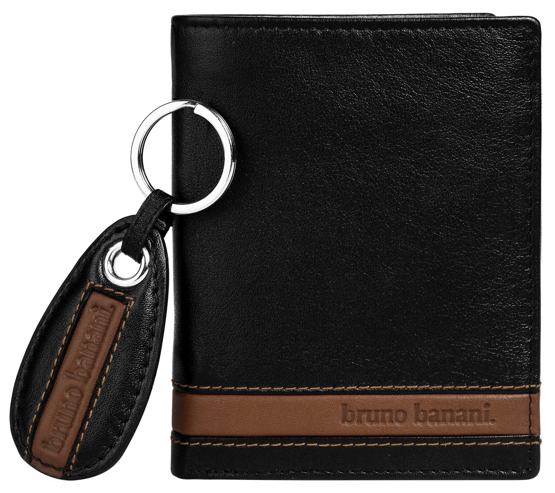 BRUNO BANANI Herren Geldbörse "BRUNO BANANI Herren, Damen Geldbörse SCHLÜSSELANHÄNGER SET", schwarz, Leder, Kleinlederwaren, echt Leder