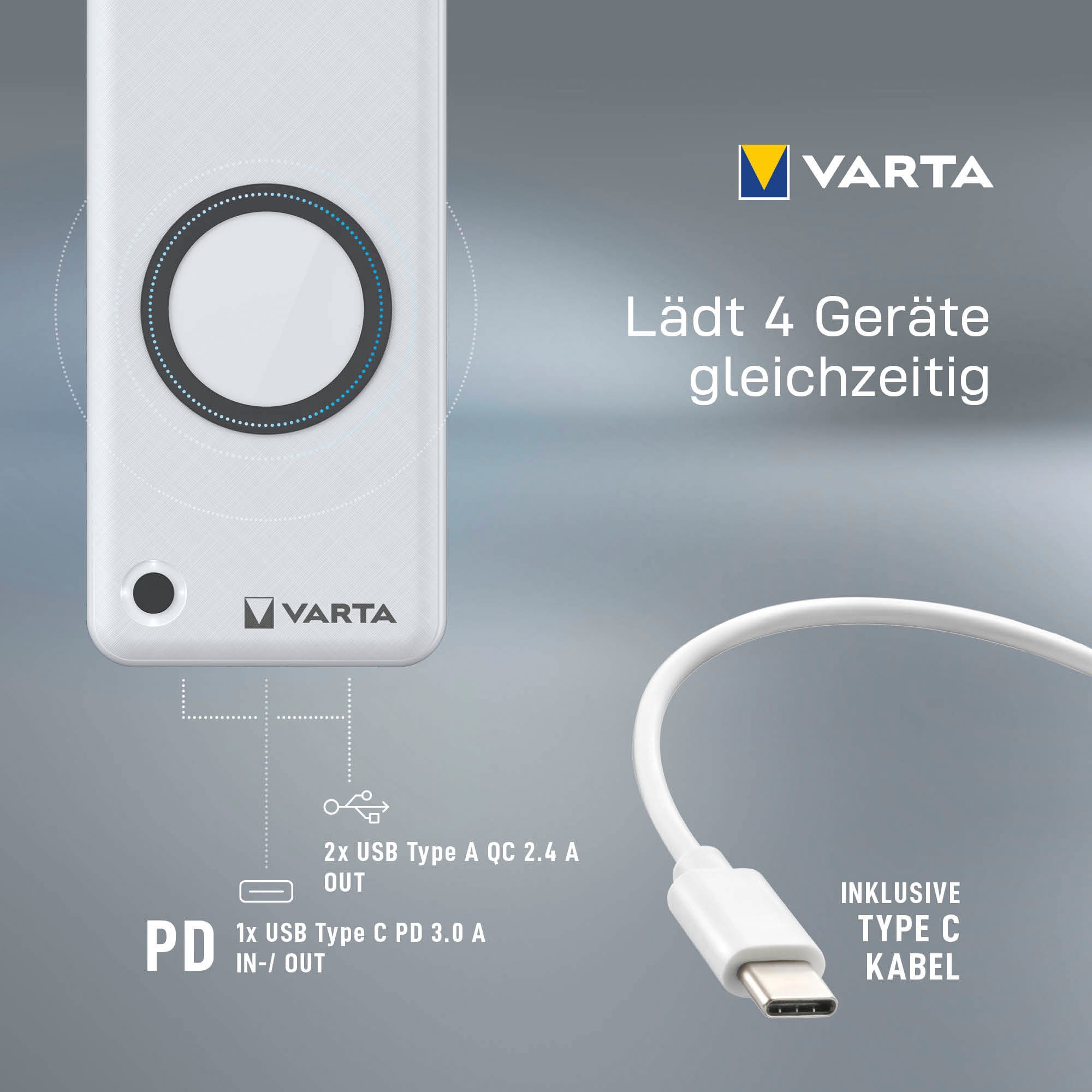 VARTA Batterie-Ladegerät »Wireless Power Bank 15.000«