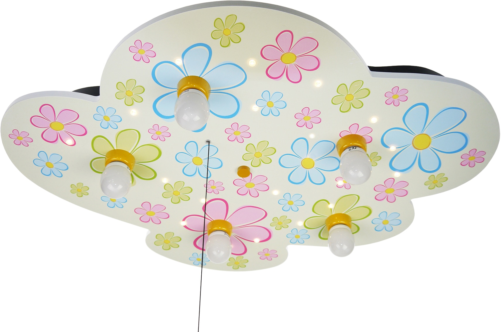 niermann LED Deckenleuchte »Wolke Blumen«, 5 flammig-flammig,  Kinderzimmerlampe. Wolke, Bunte Blumen | BAUR