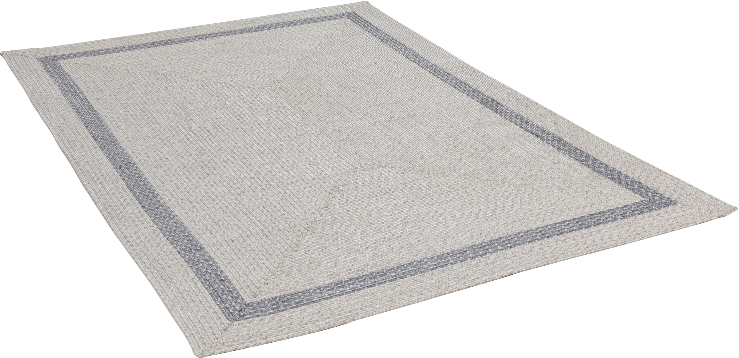 Gino Falcone Teppich »Benito« rechteckig 6 mm Höhe Flachgewebe, Uni Farben, mit Bordüre, In- und Outdoor geeignet