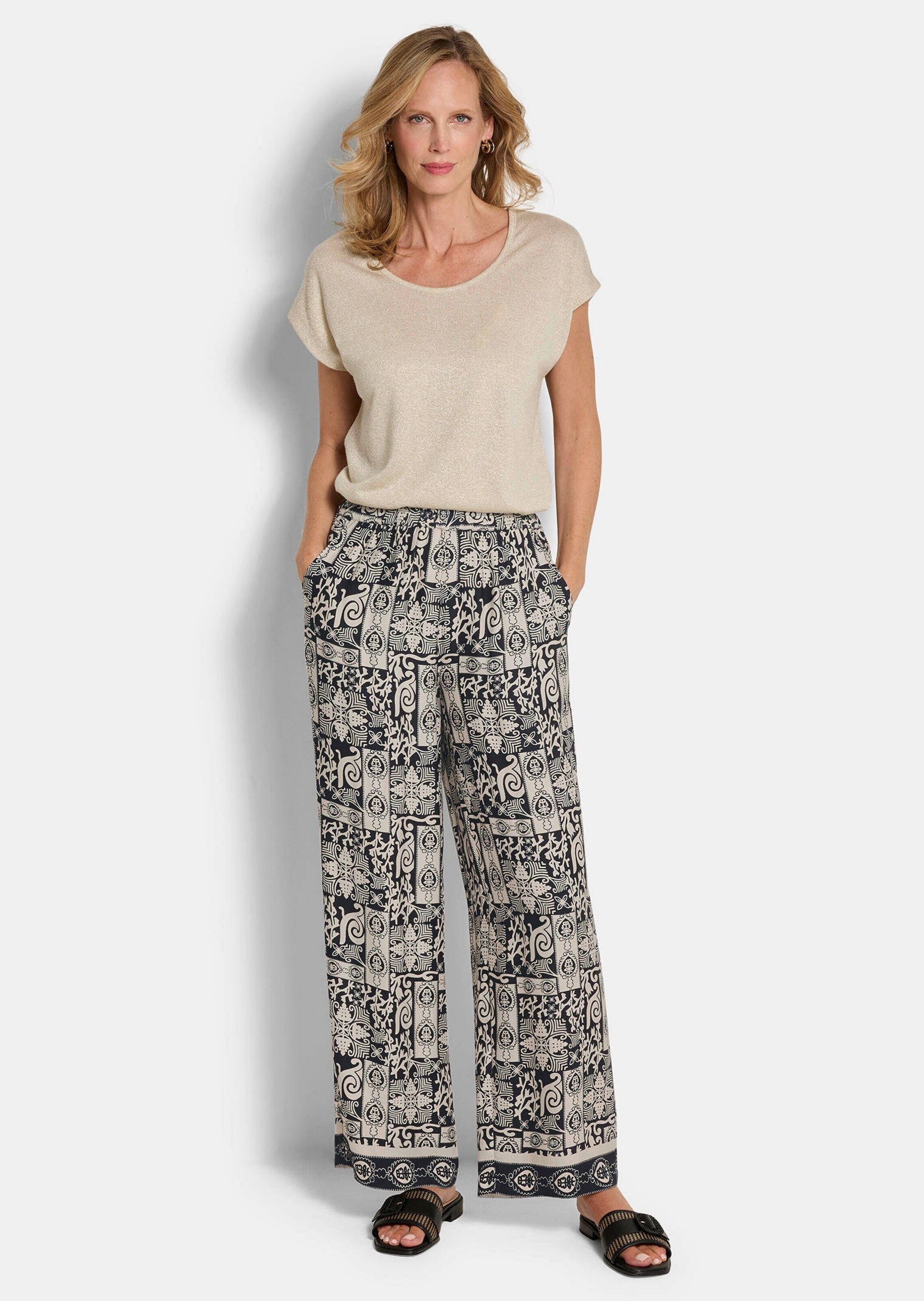 GOLDNER Stoffhose "Weite Hose VERA aus Viskose-Satin" günstig online kaufen