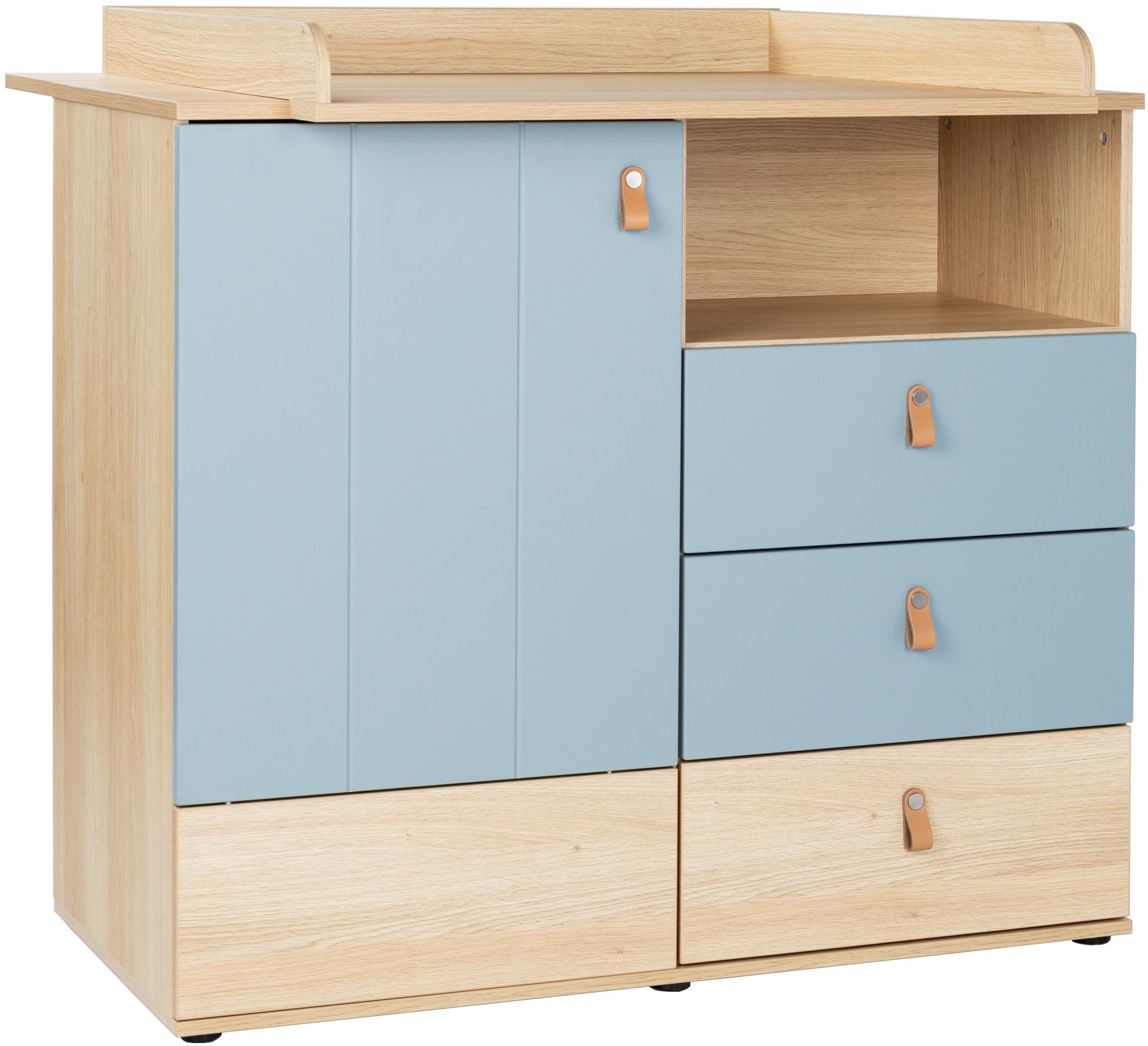 arthur berndt Babyzimmer-Komplettset »Babyzimmer-Set »Roofy« 3-teilig mit 1-türigem Kleiderschrank«, (Set, 3 tlg., Babymöbel-Set »Roofy« Kleiderschrank,Kinderbett+Wickelkommode)