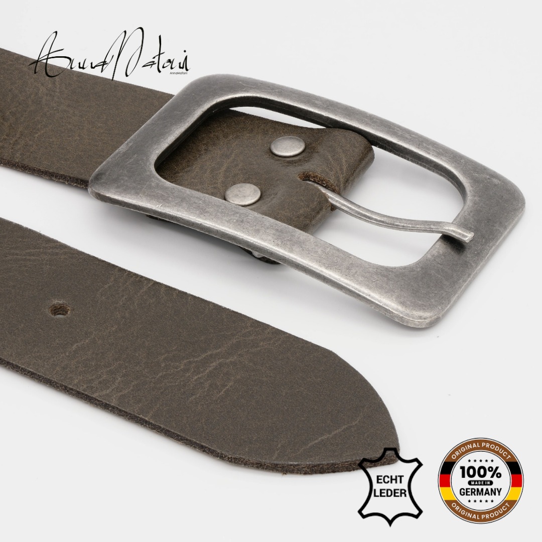 Ledergürtel ANNAMATONI "AnnaMatoni Ledergürtel Blu Ledergürtel Blu", Damen, Gr. TW80 - 95cm Gesamtlänge, grau (grau 730), 100% Leder, Gürtel Ledergürtel 3